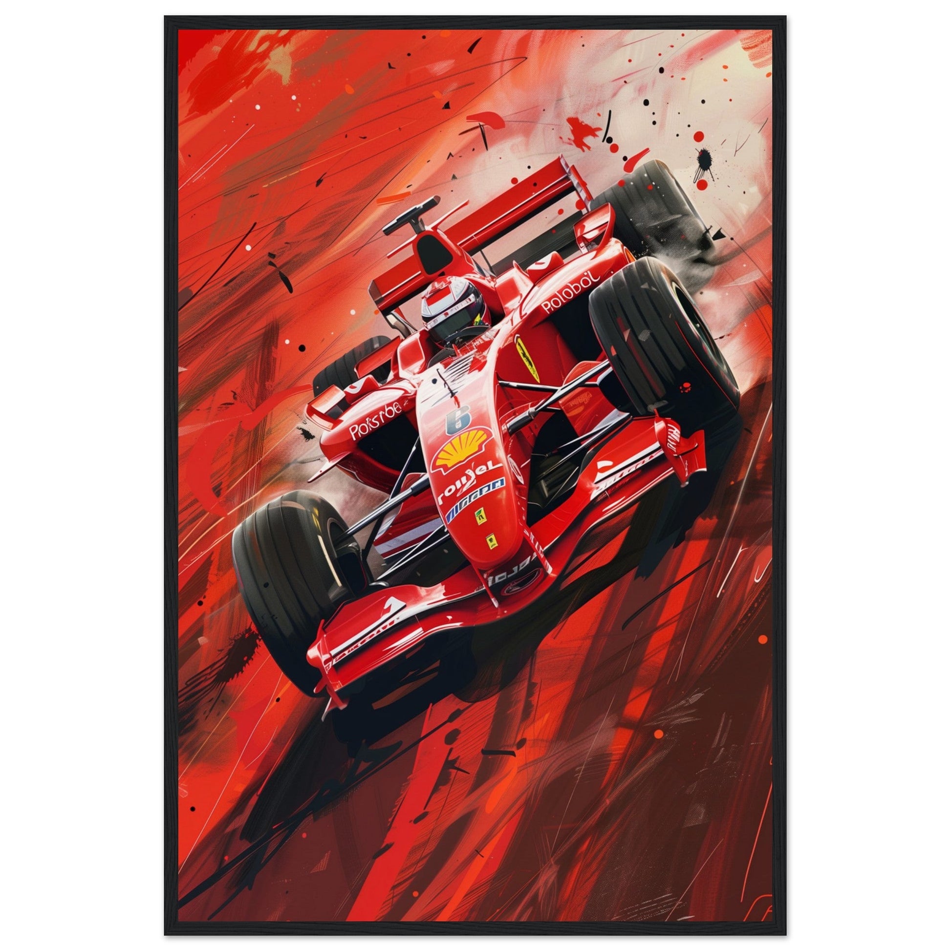 Poster Formule 1 Ferrari ( 60x90-cm-Bois-noir)