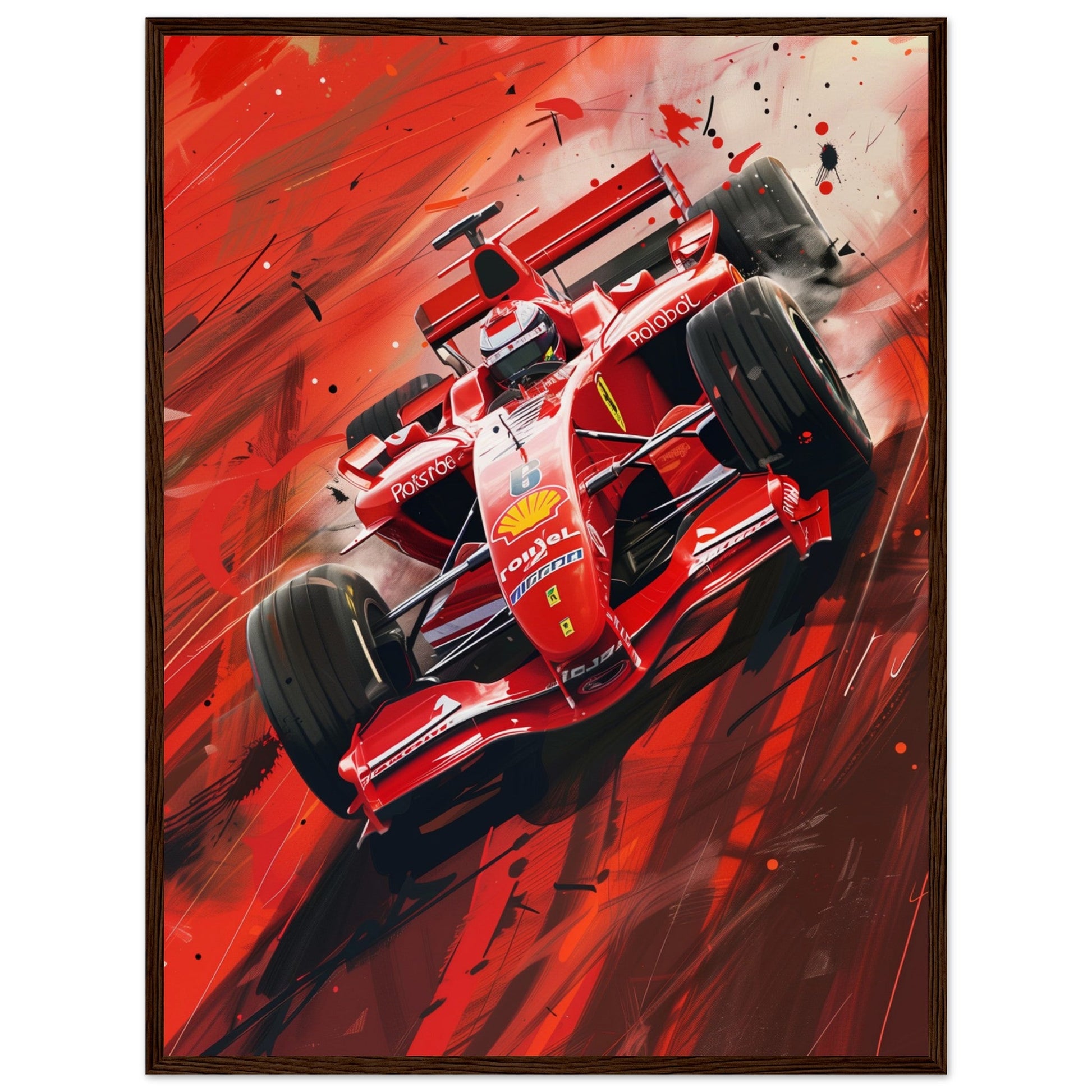 Poster Formule 1 Ferrari ( 60x80-cm-Bois-foncé)