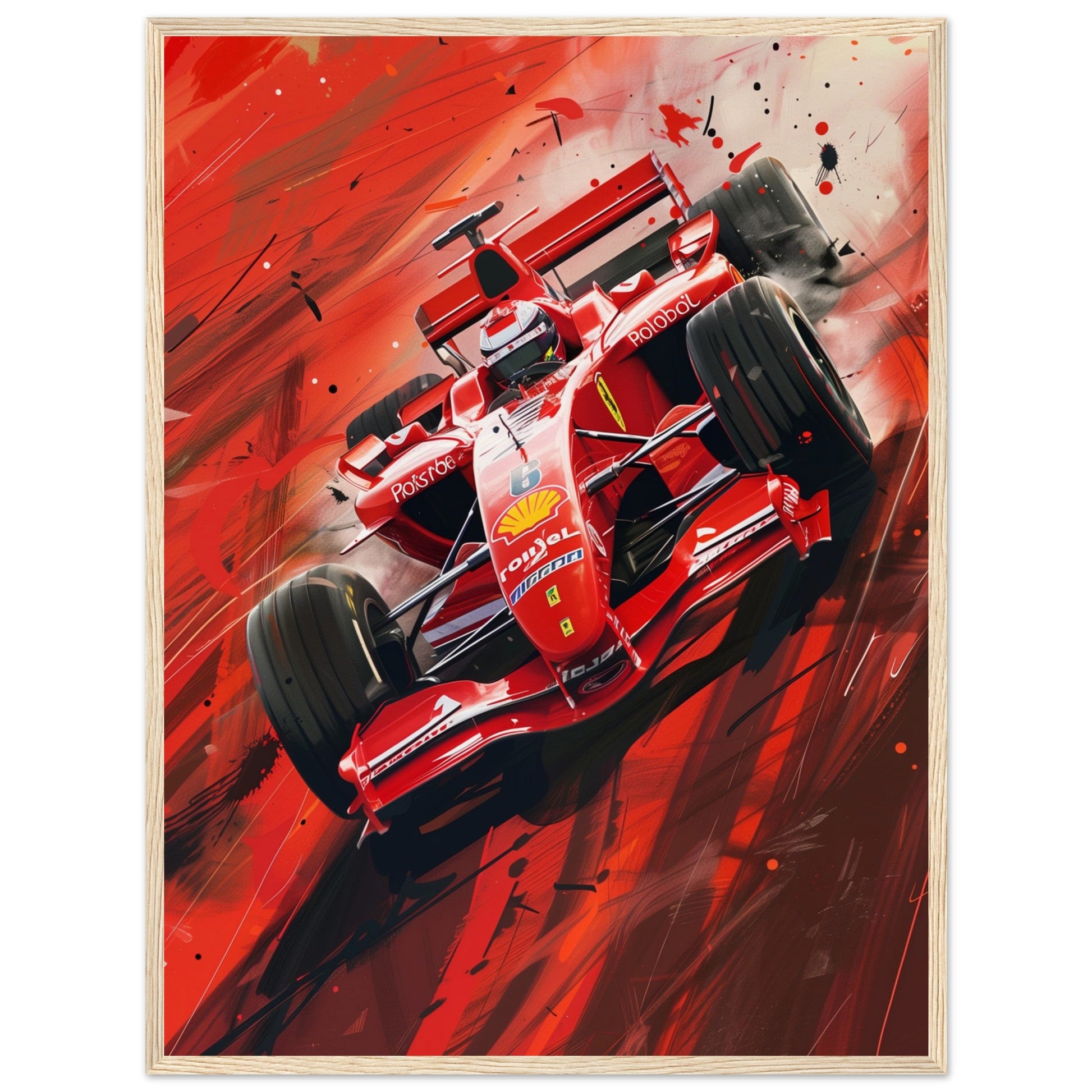 Poster Formule 1 Ferrari ( 60x80-cm-Bois-clair)