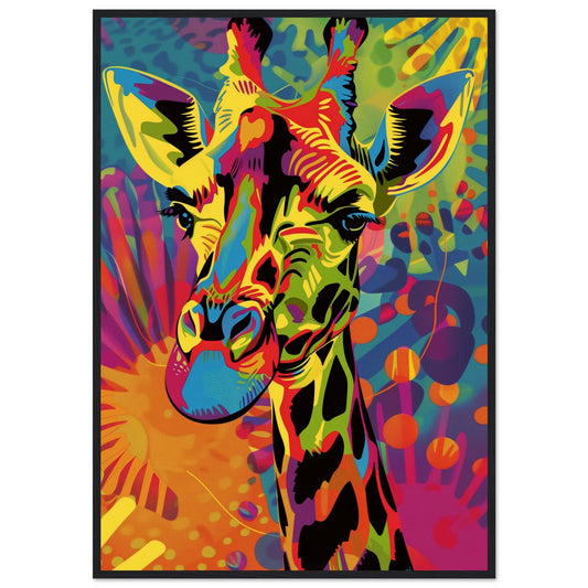 Poster Girafe Pop Art ( 70x100-cm-Bois-noir)