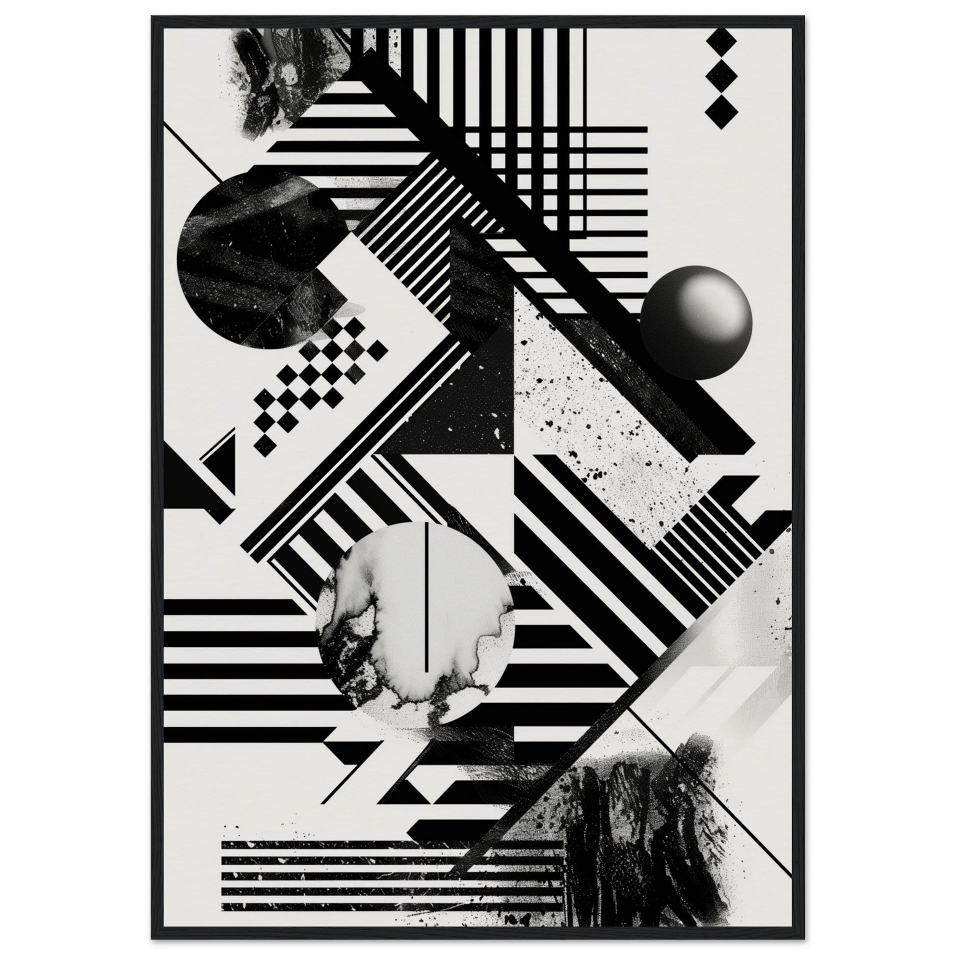 Poster Graphique Noir et Blanc ( 70x100-cm-Bois-noir)