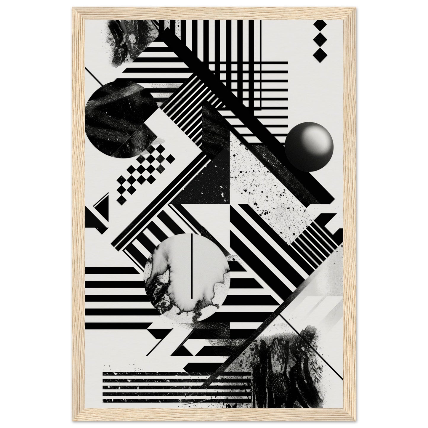 Poster Graphique Noir et Blanc ( 30x45-cm-Bois-clair)