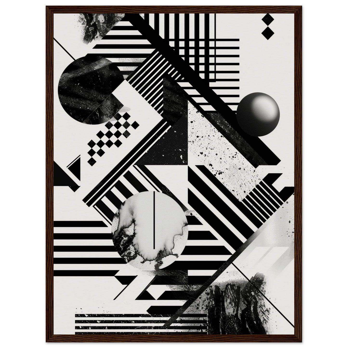 Poster Graphique Noir et Blanc ( 45x60-cm-Bois-foncé)