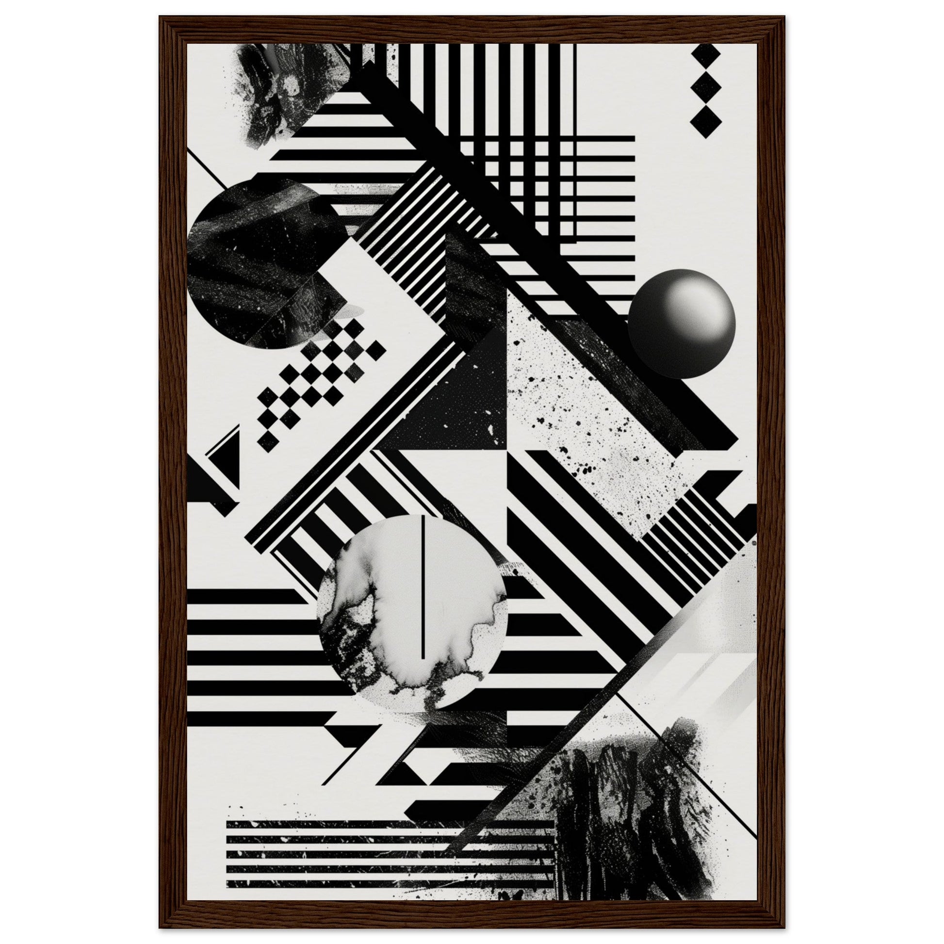 Poster Graphique Noir et Blanc ( 30x45-cm-Bois-foncé)