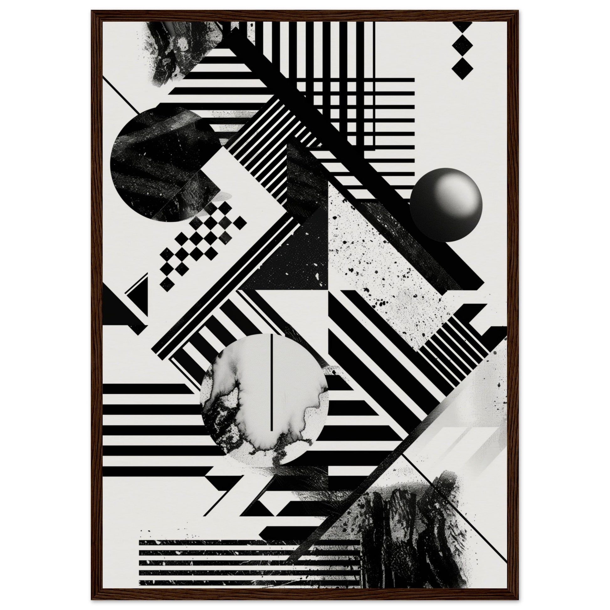 Poster Graphique Noir et Blanc ( 50x70-cm-Bois-foncé)