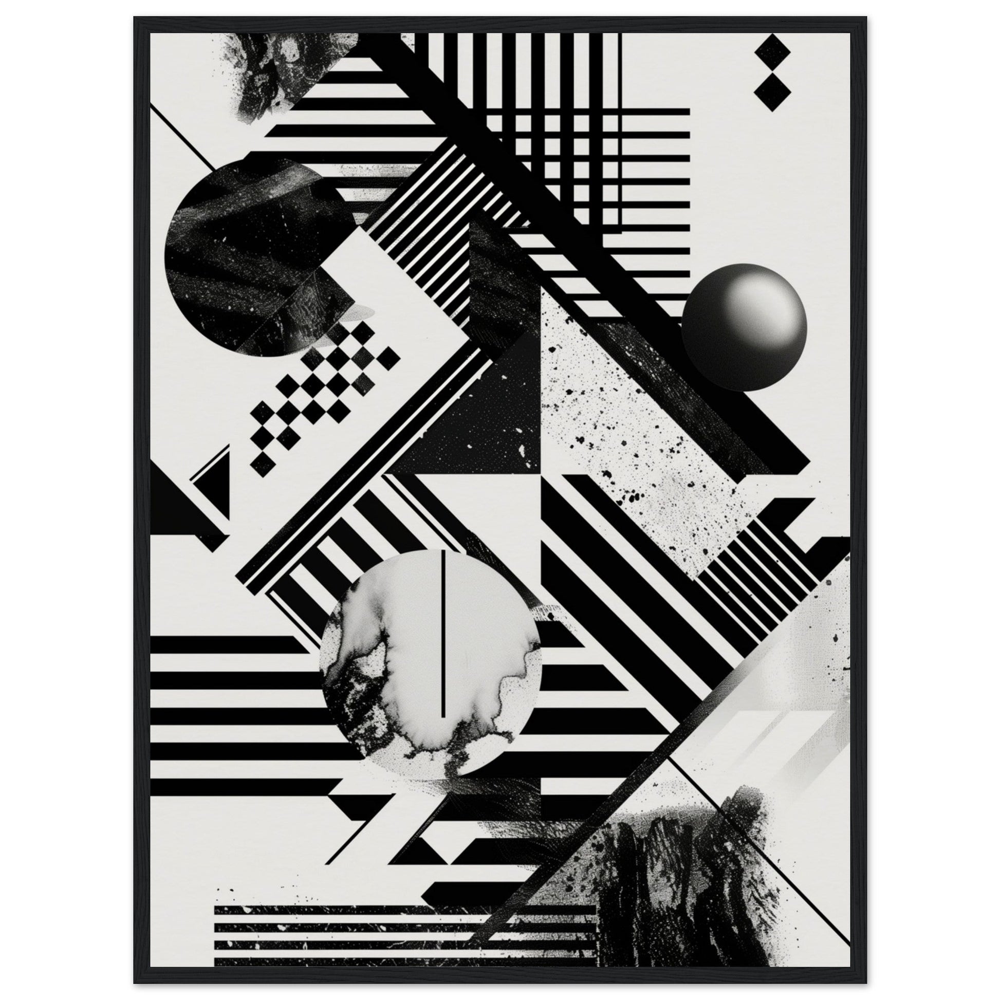 Poster Graphique Noir et Blanc ( 60x80-cm-Bois-noir)