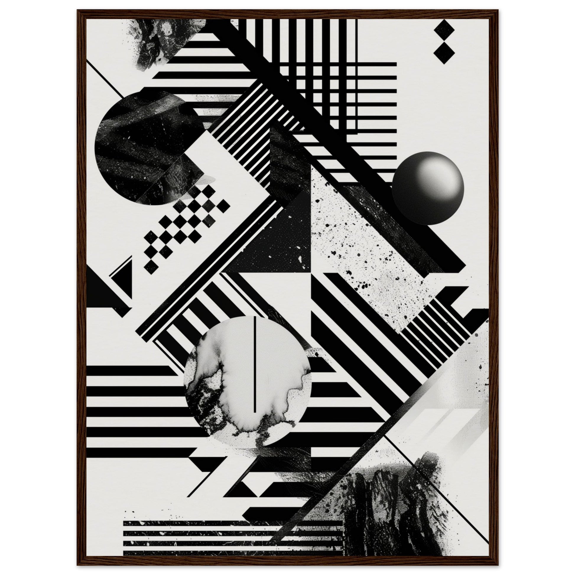 Poster Graphique Noir et Blanc ( 60x80-cm-Bois-foncé)