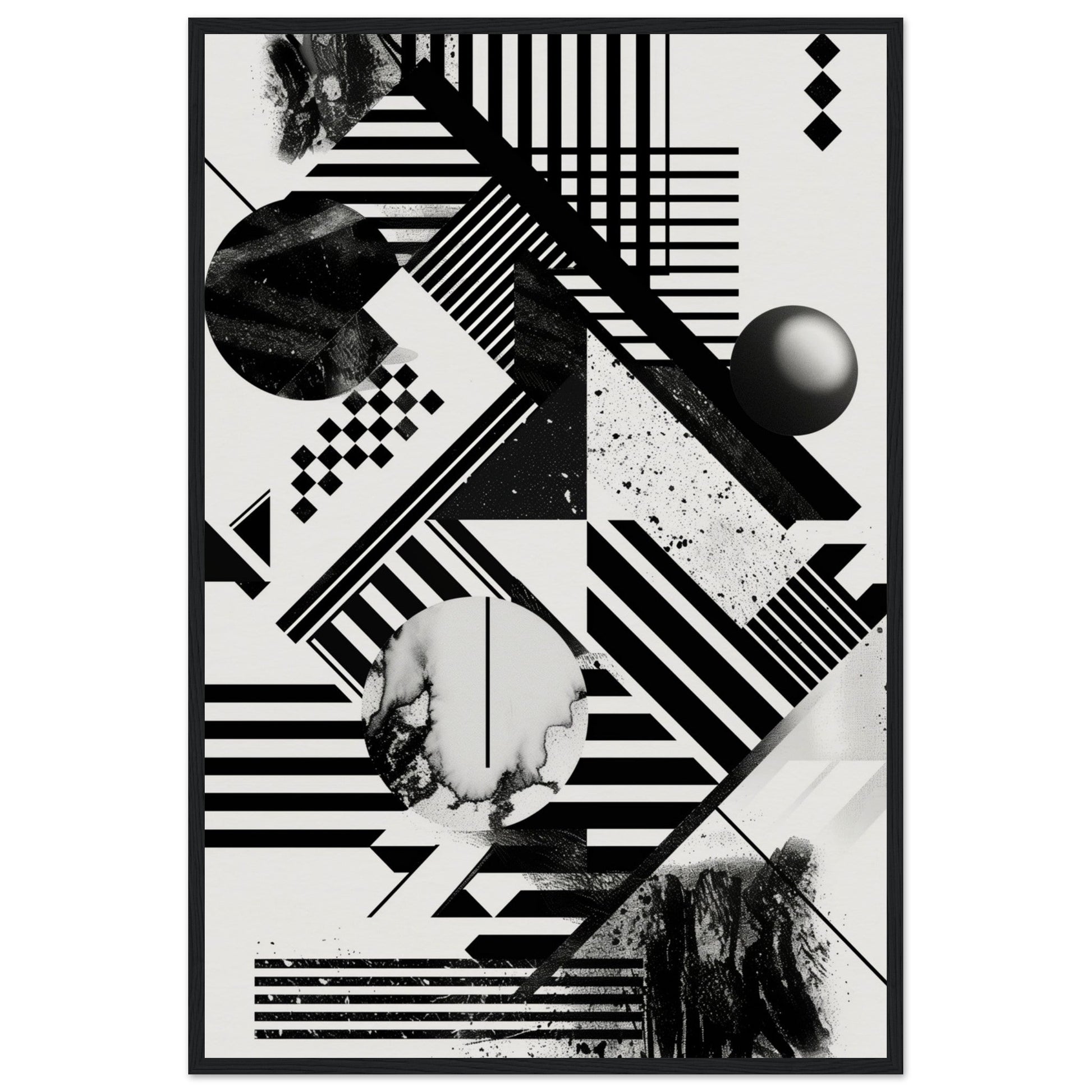 Poster Graphique Noir et Blanc ( 60x90-cm-Bois-noir)