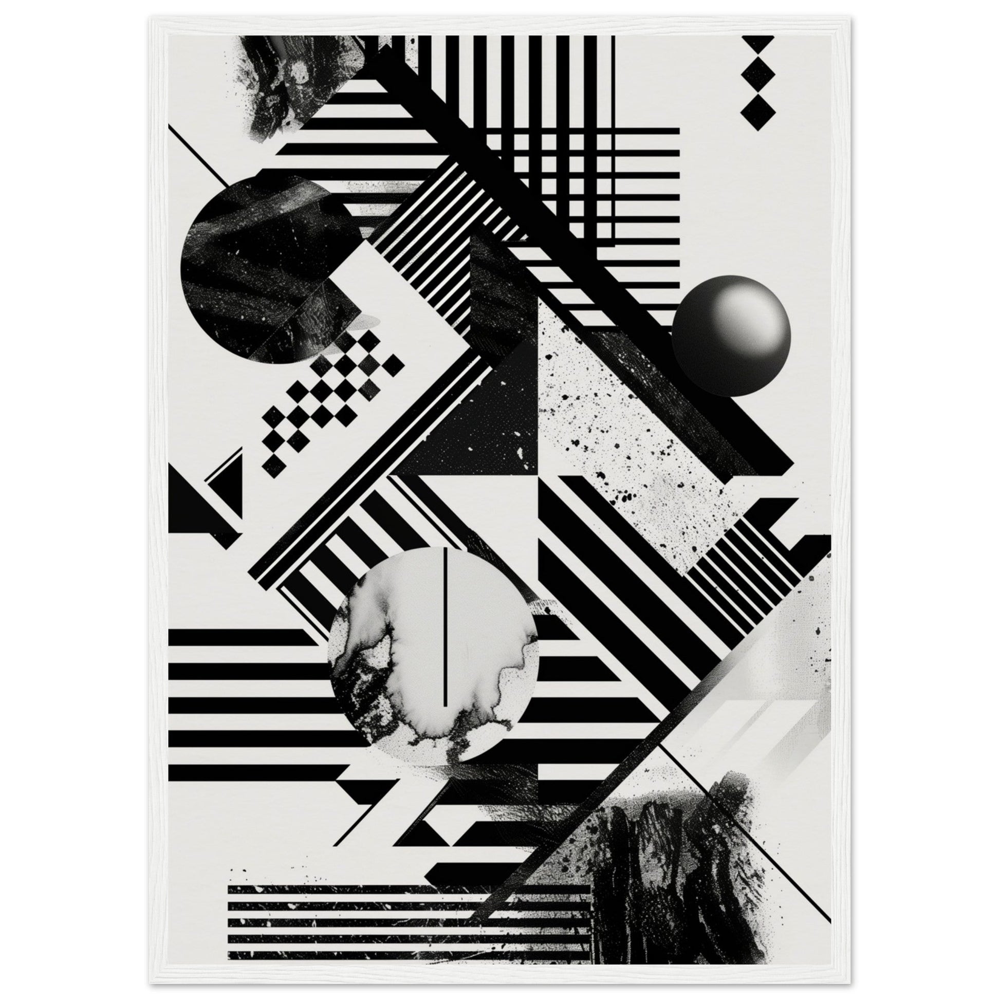 Poster Graphique Noir et Blanc ( 50x70-cm-Bois-blanc)