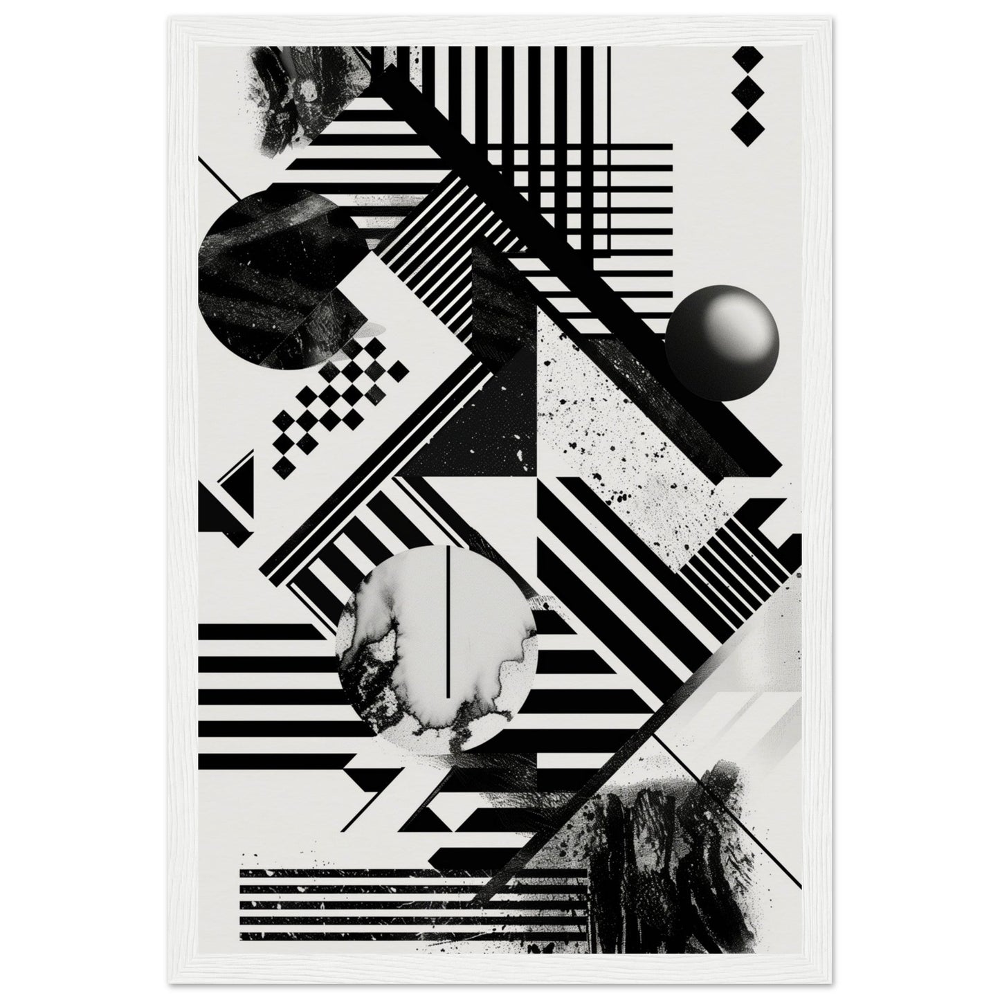 Poster Graphique Noir et Blanc ( 30x45-cm-Bois-blanc)