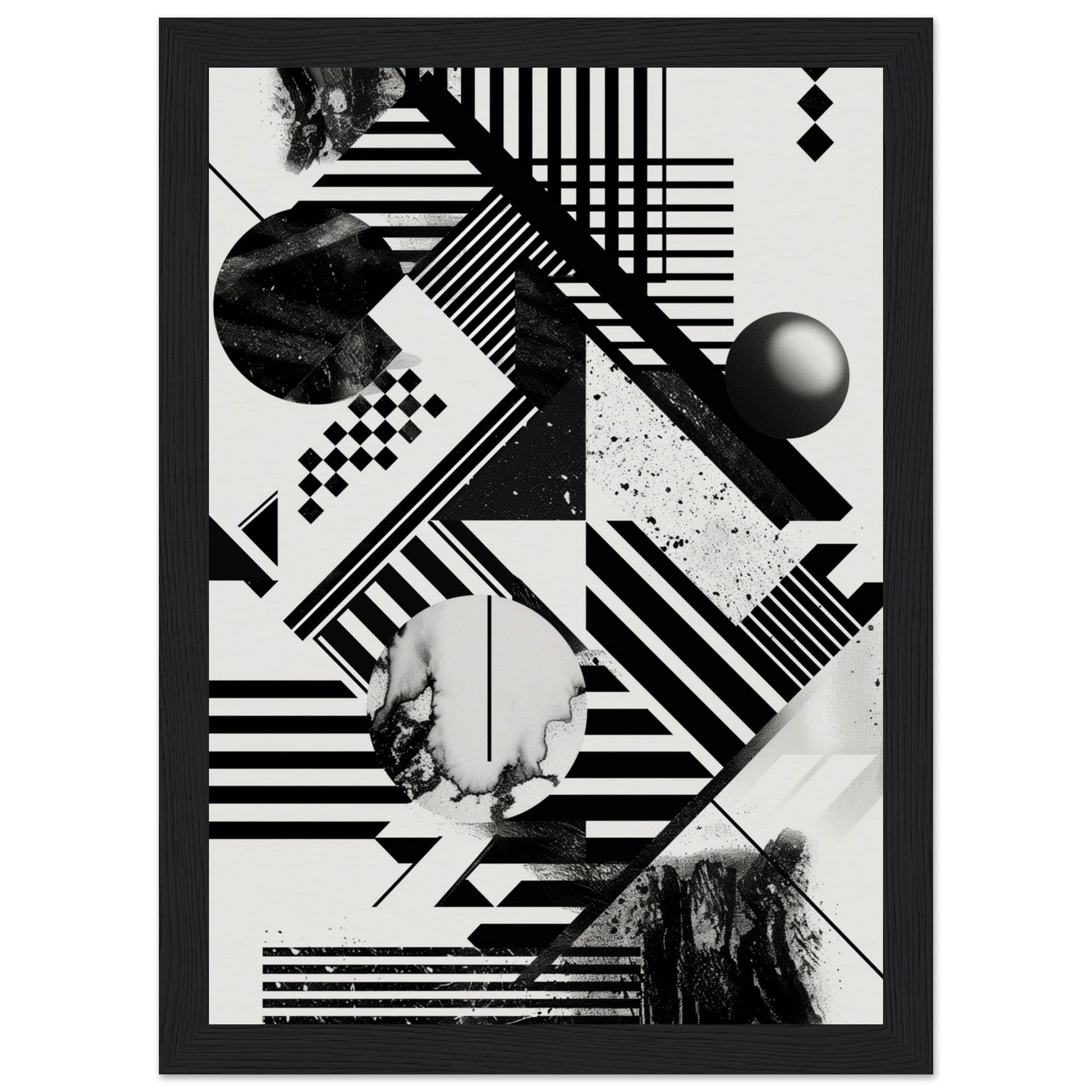 Poster Graphique Noir et Blanc ( 21x29.7-cm-Bois-noir)