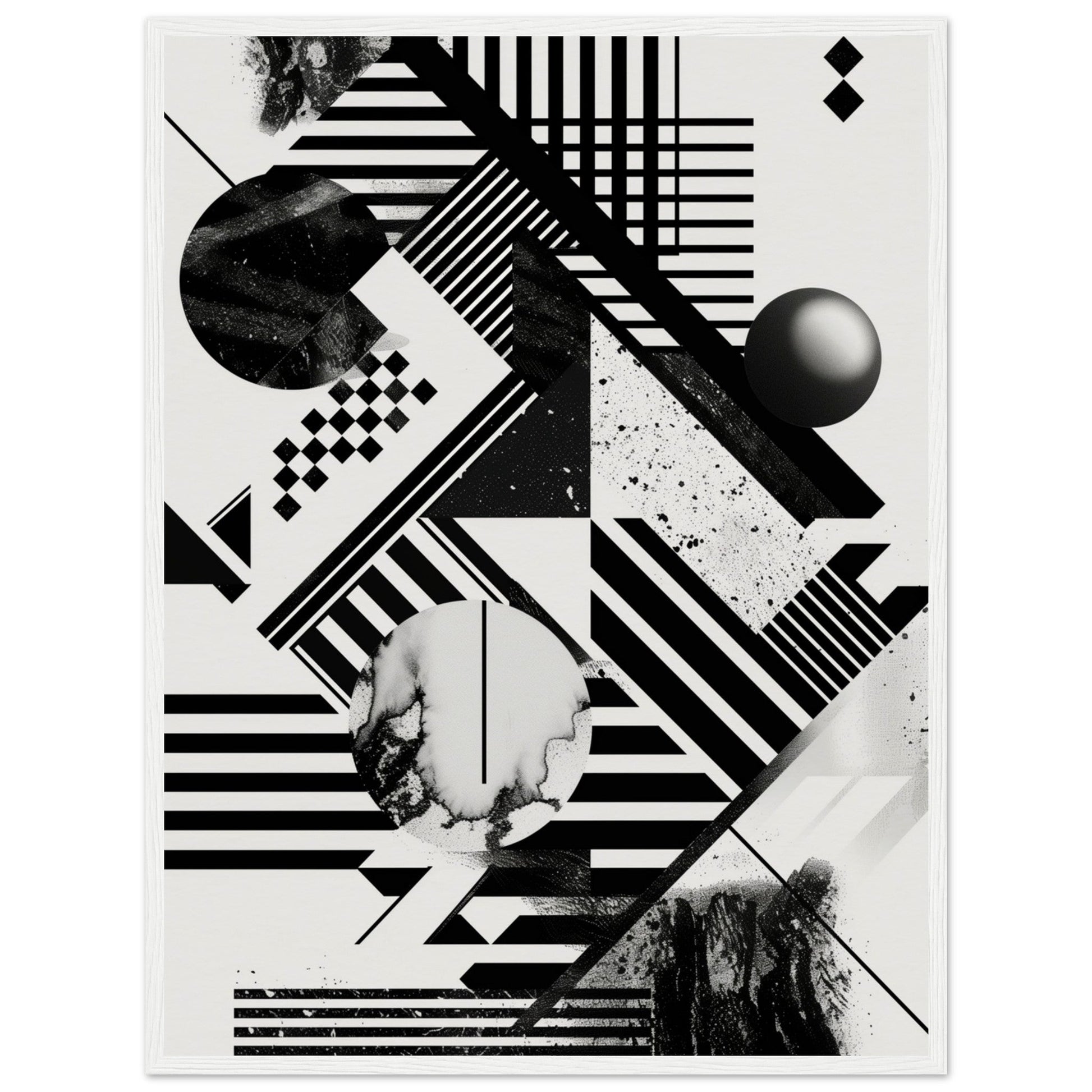 Poster Graphique Noir et Blanc ( 60x80-cm-Bois-blanc)