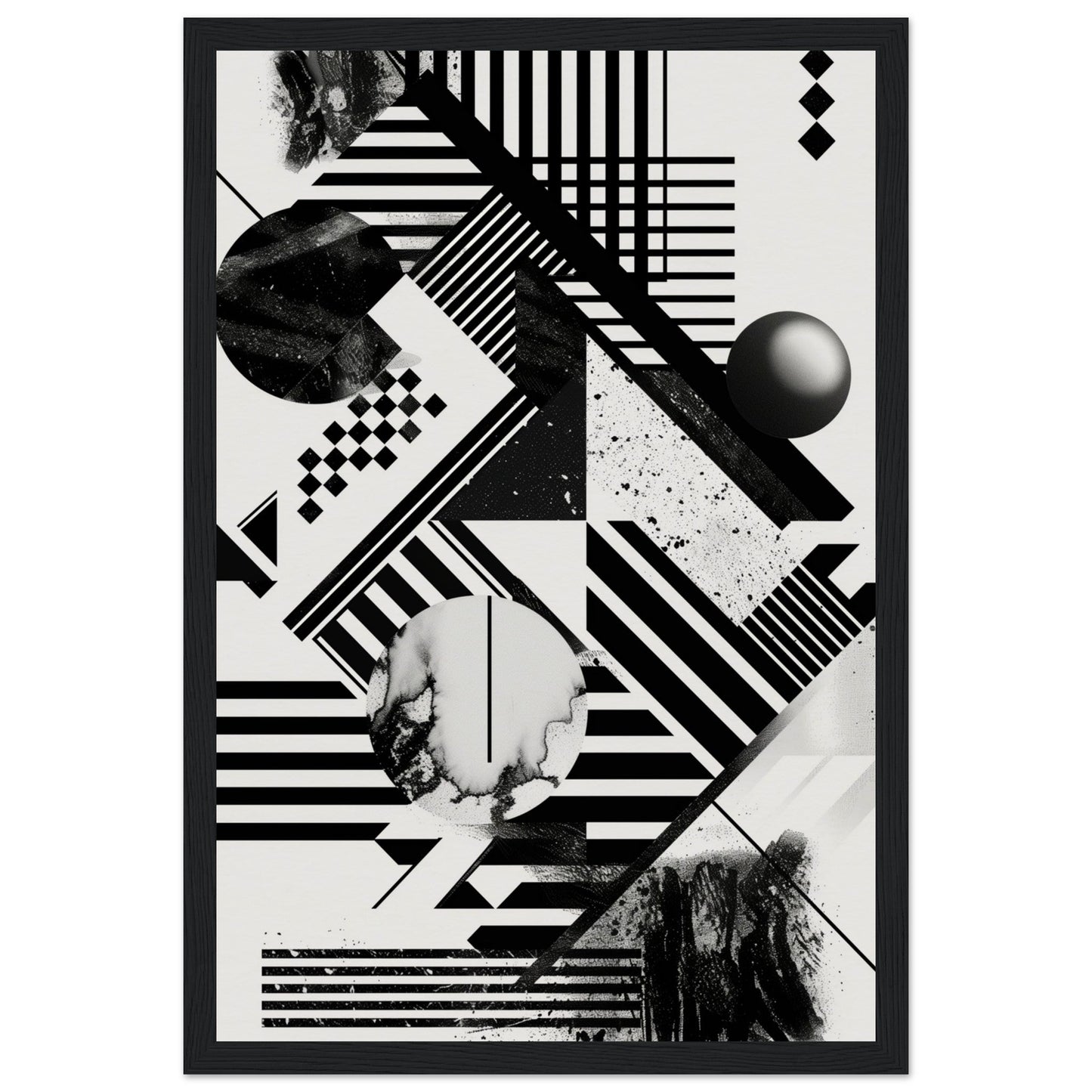 Poster Graphique Noir et Blanc ( 30x45-cm-Bois-noir)