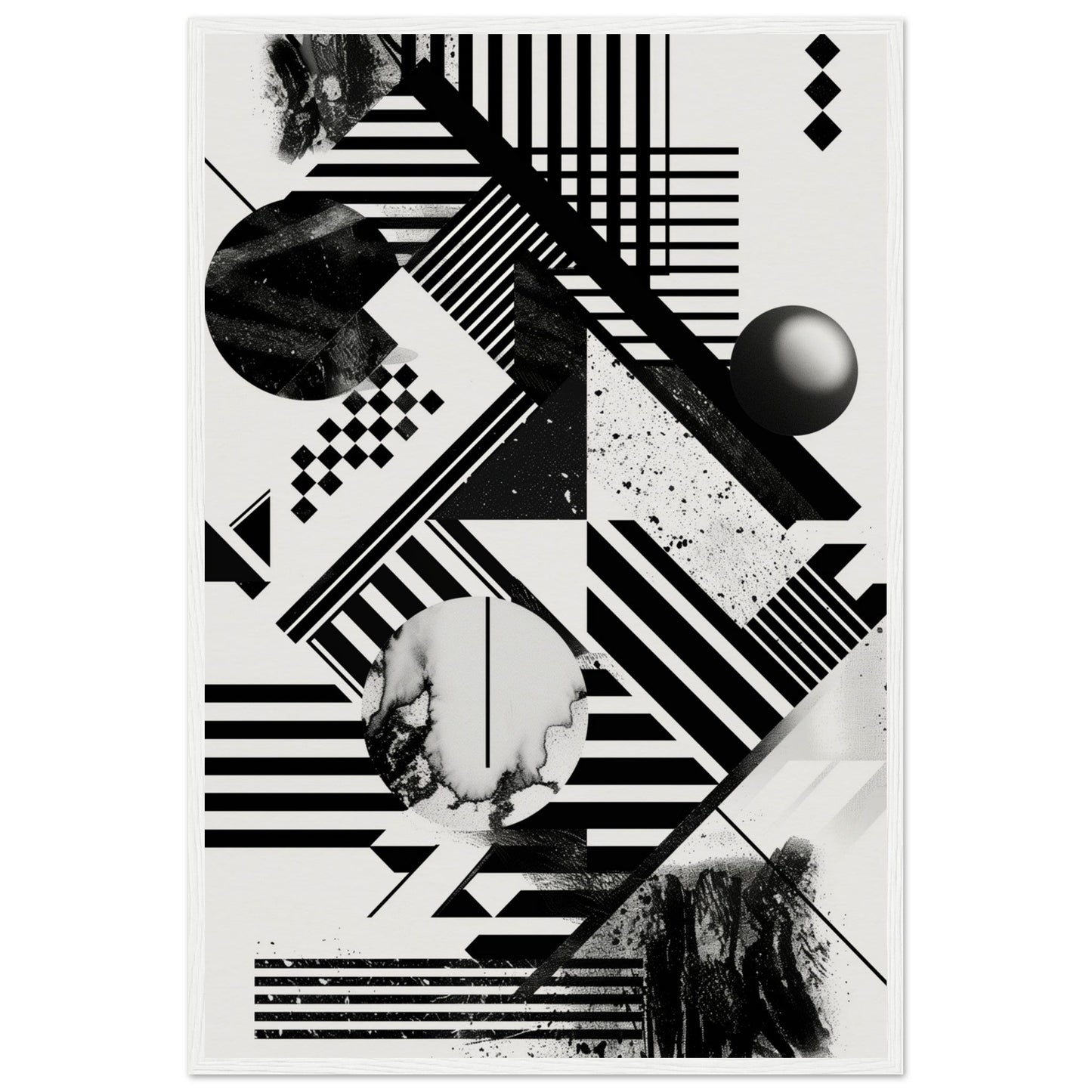 Poster Graphique Noir et Blanc ( 60x90-cm-Bois-blanc)