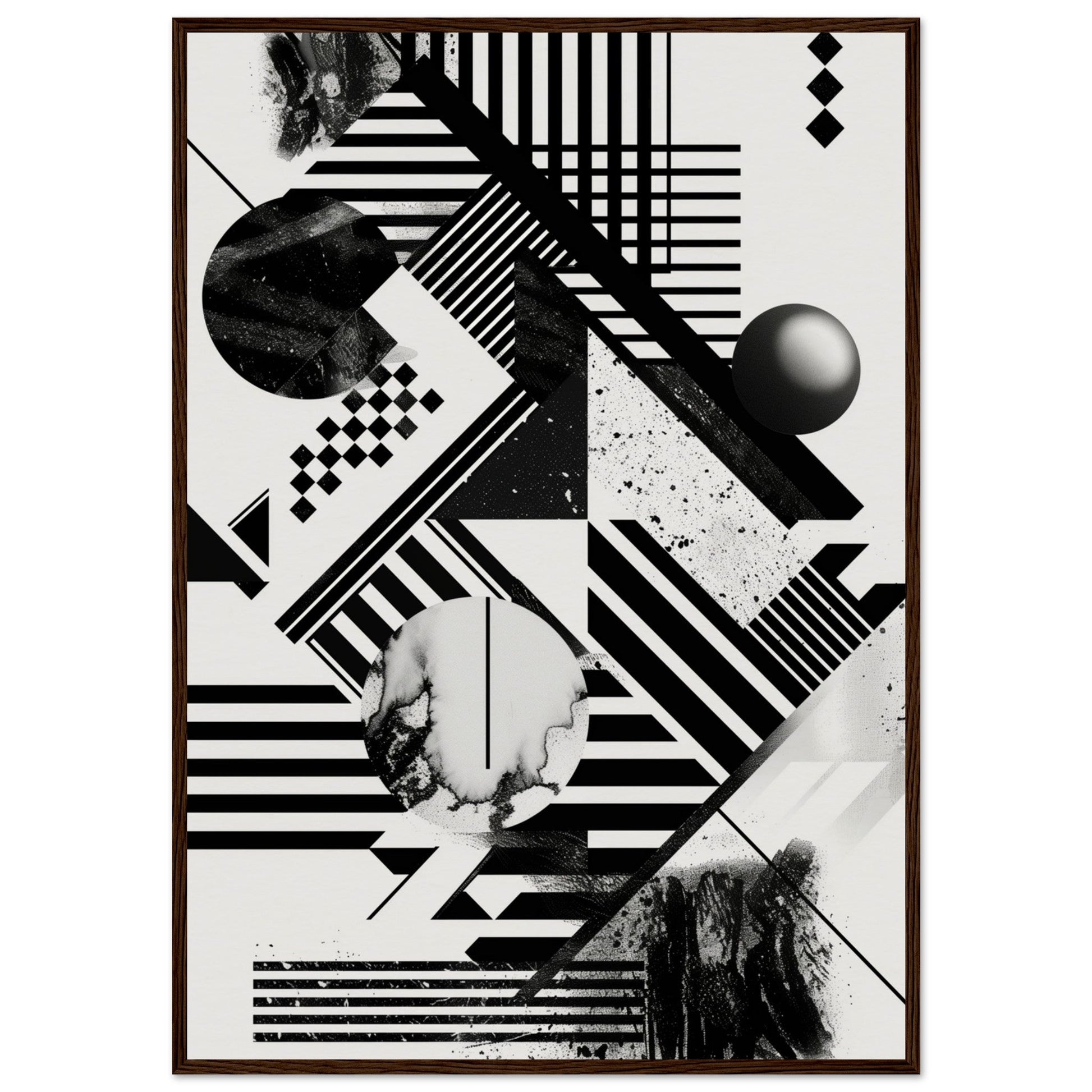 Poster Graphique Noir et Blanc ( 70x100-cm-Bois-foncé)