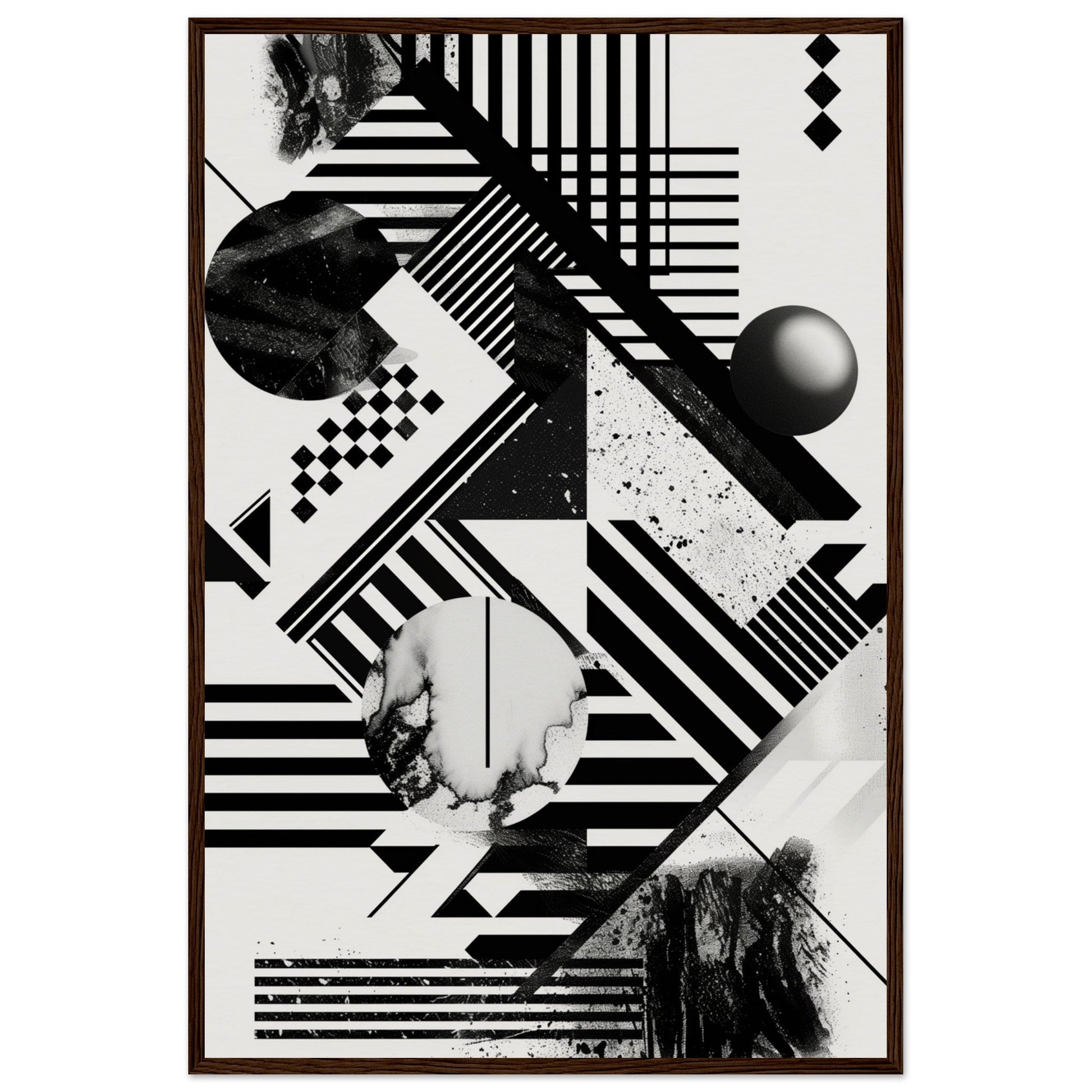 Poster Graphique Noir et Blanc ( 60x90-cm-Bois-foncé)