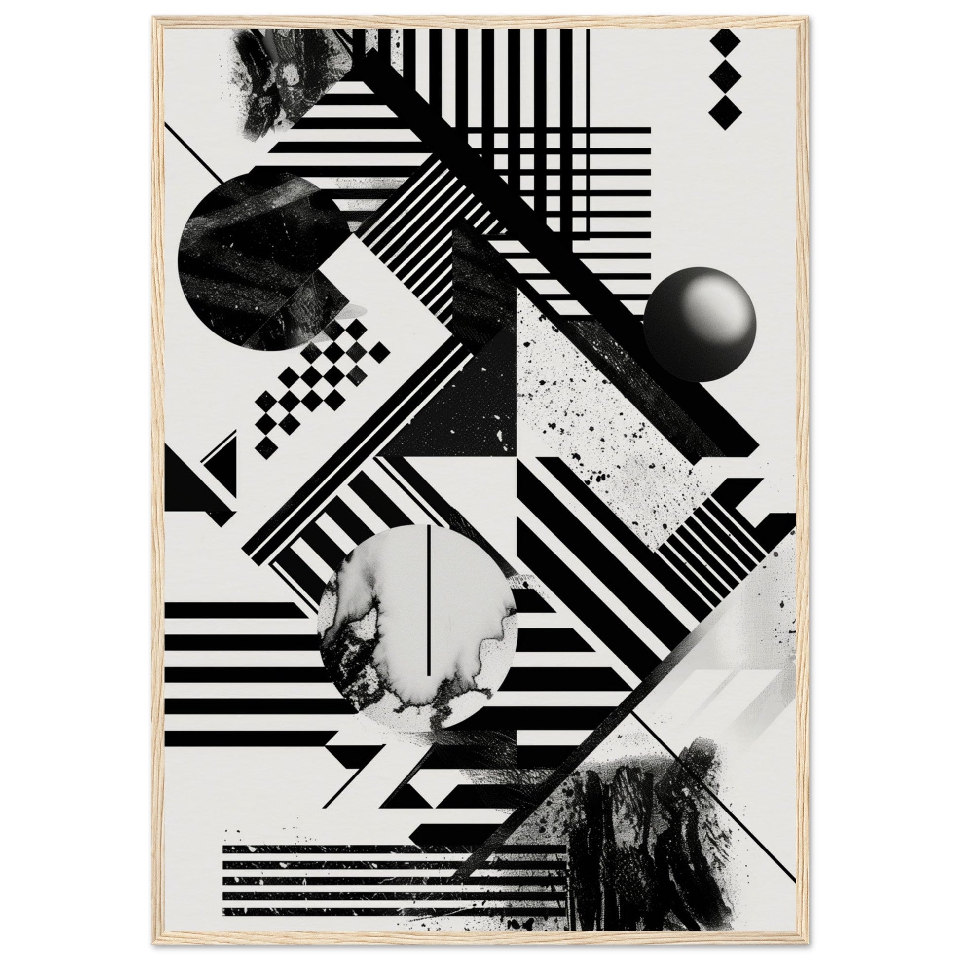 Poster Graphique Noir et Blanc ( 70x100-cm-Bois-clair)