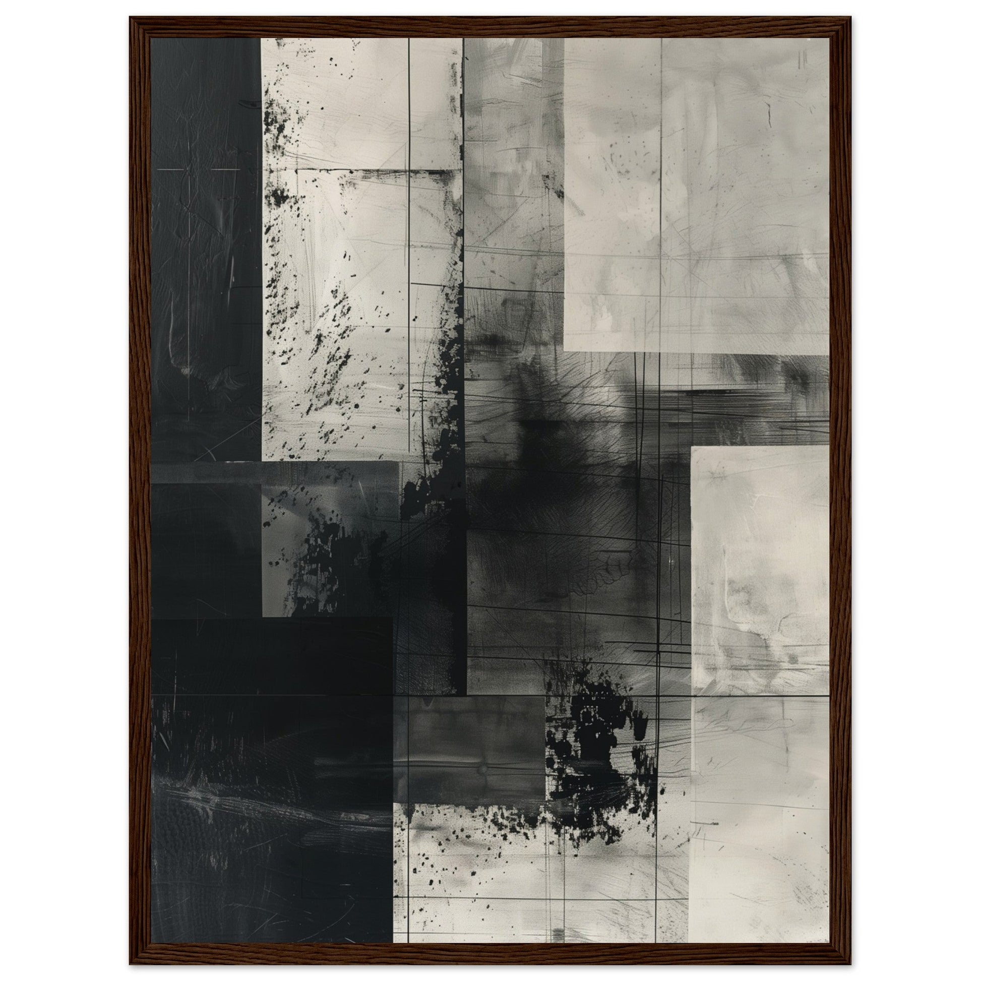 Poster Gris ( 45x60-cm-Bois-foncé)