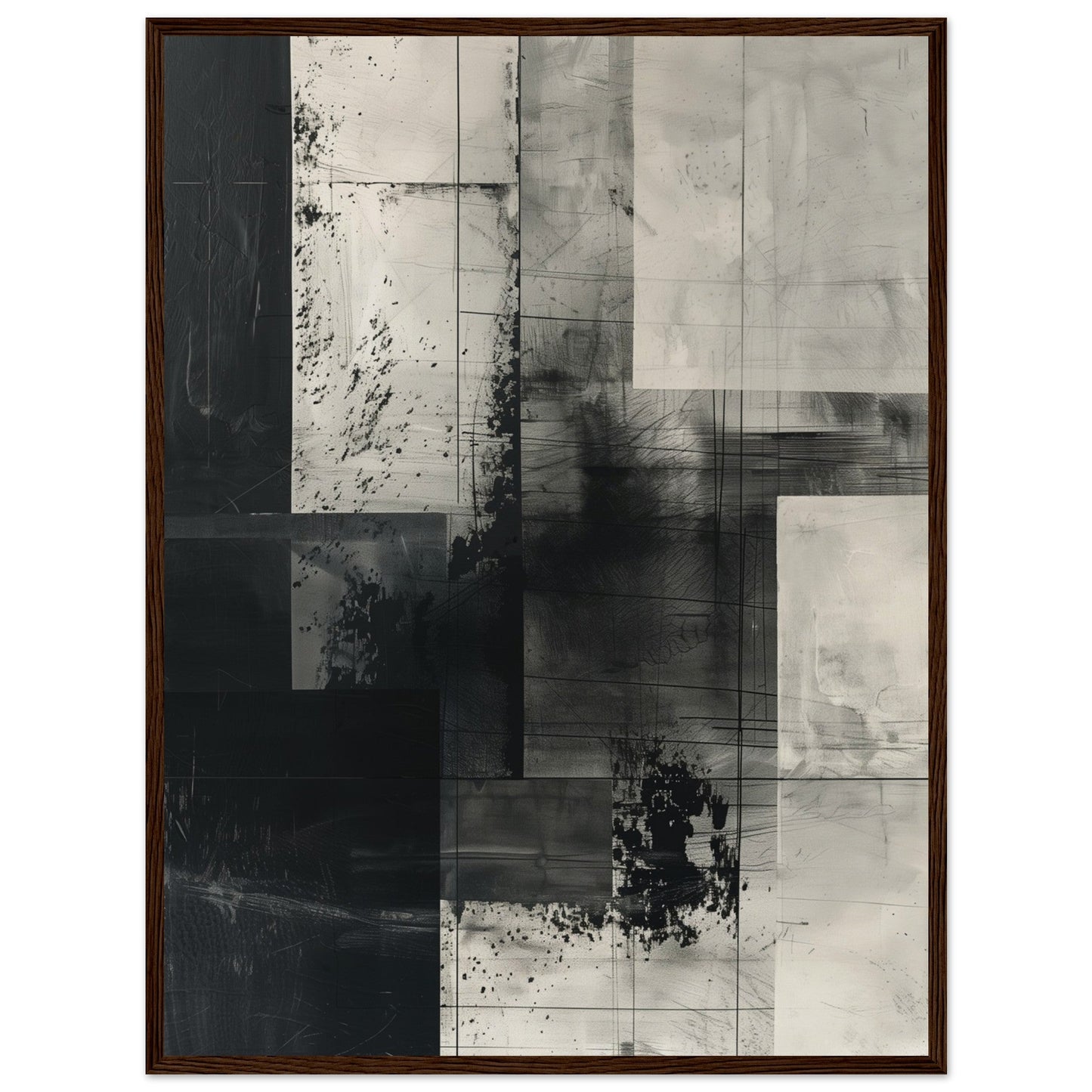 Poster Gris ( 60x80-cm-Bois-foncé)