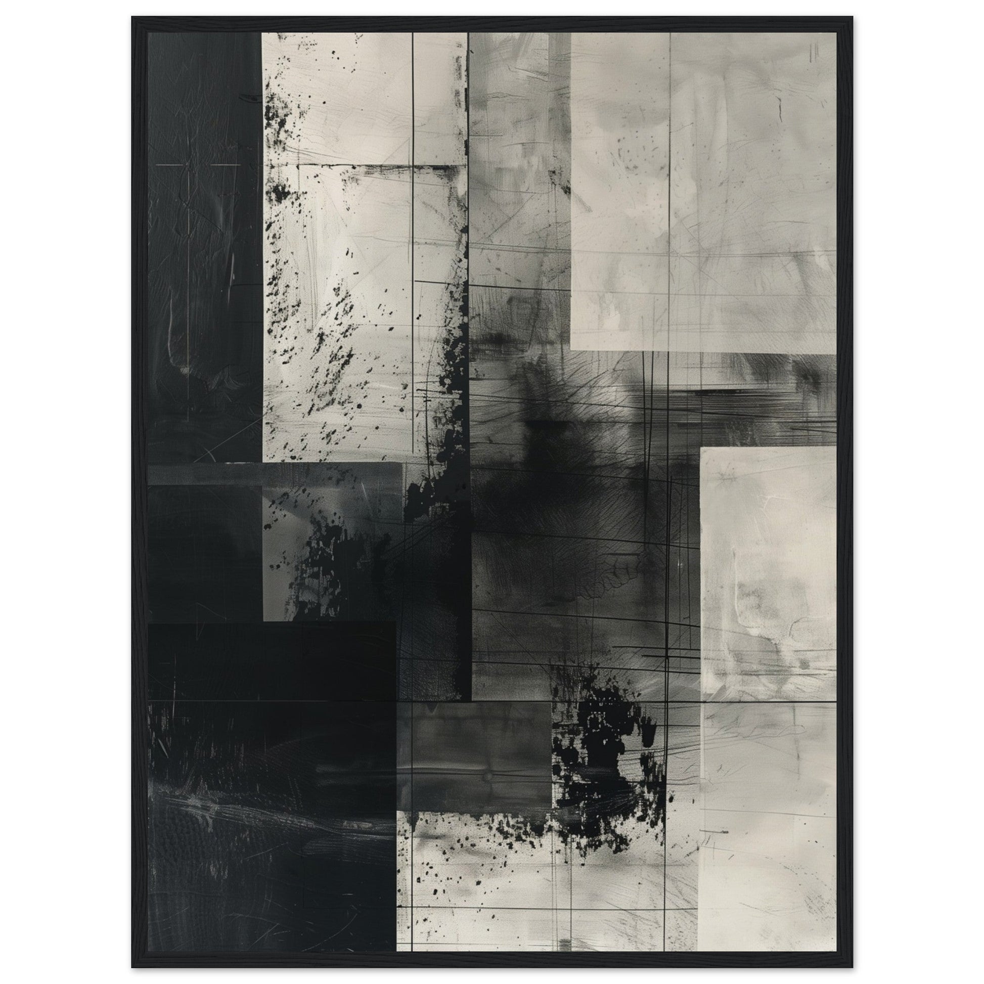 Poster Gris ( 60x80-cm-Bois-noir)