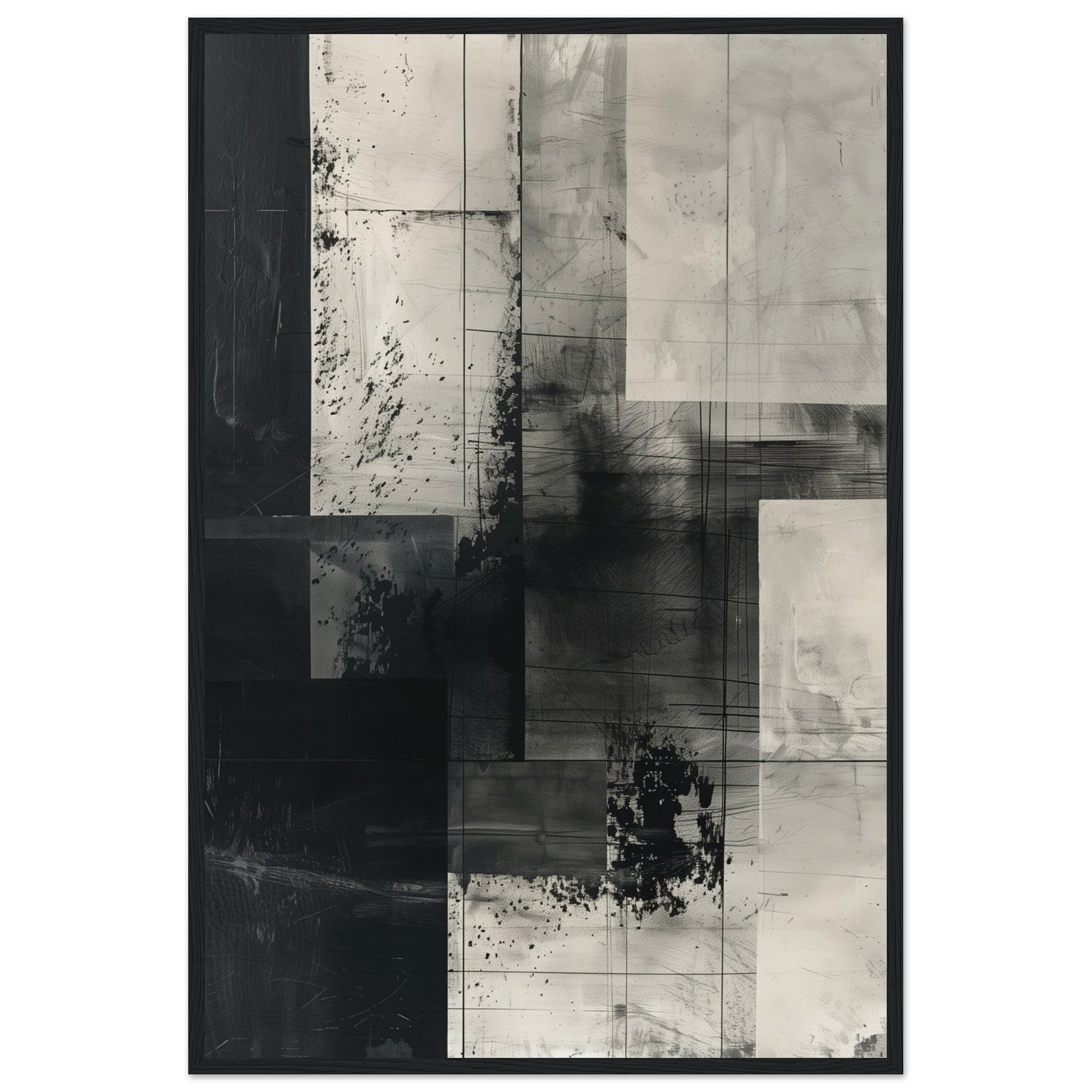 Poster Gris ( 60x90-cm-Bois-noir)