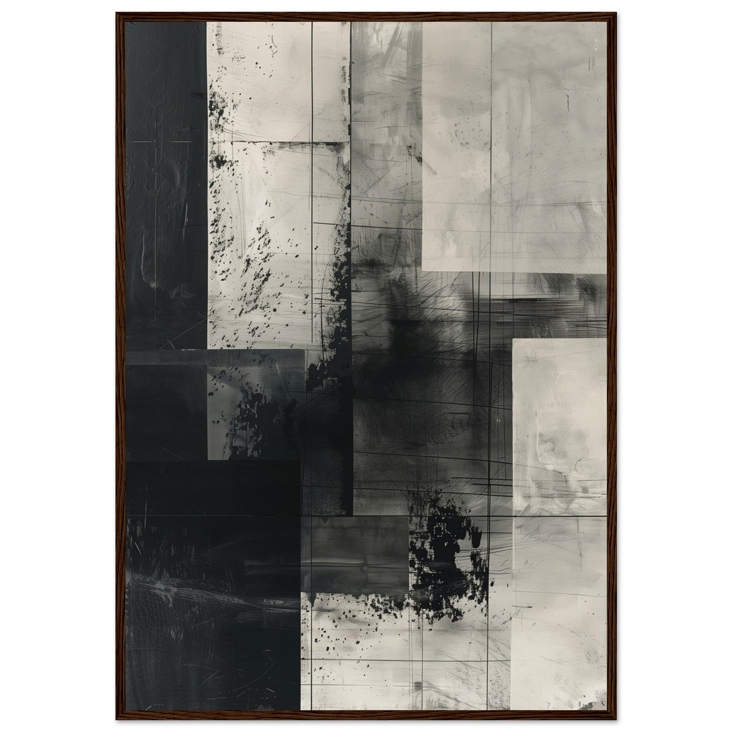 Poster Gris ( 70x100-cm-Bois-foncé)