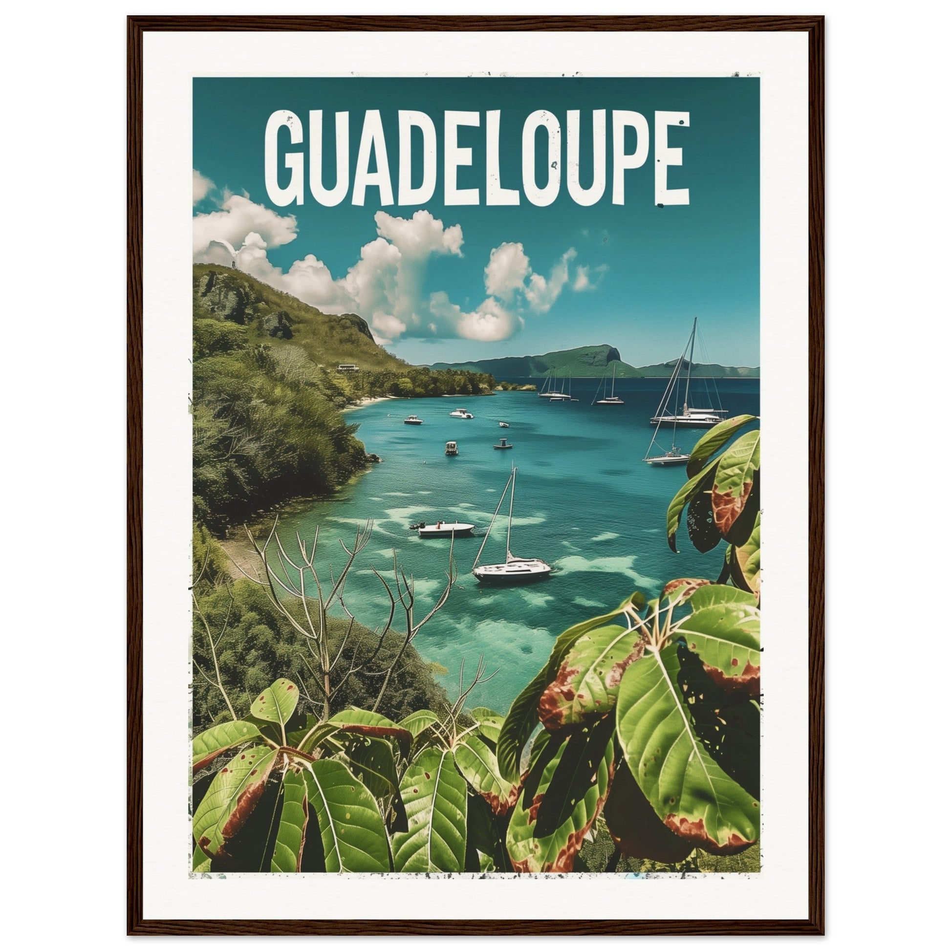 Poster Guadeloupe ( 60x80-cm-Bois-foncé)