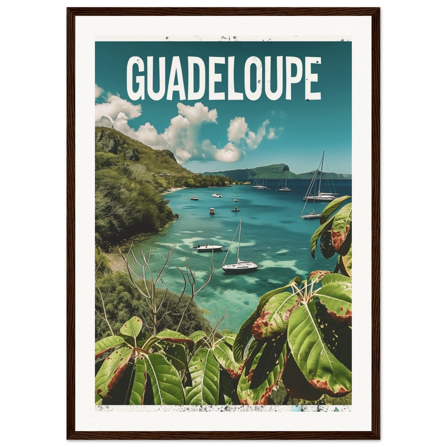 Poster Guadeloupe ( 50x70-cm-Bois-foncé)