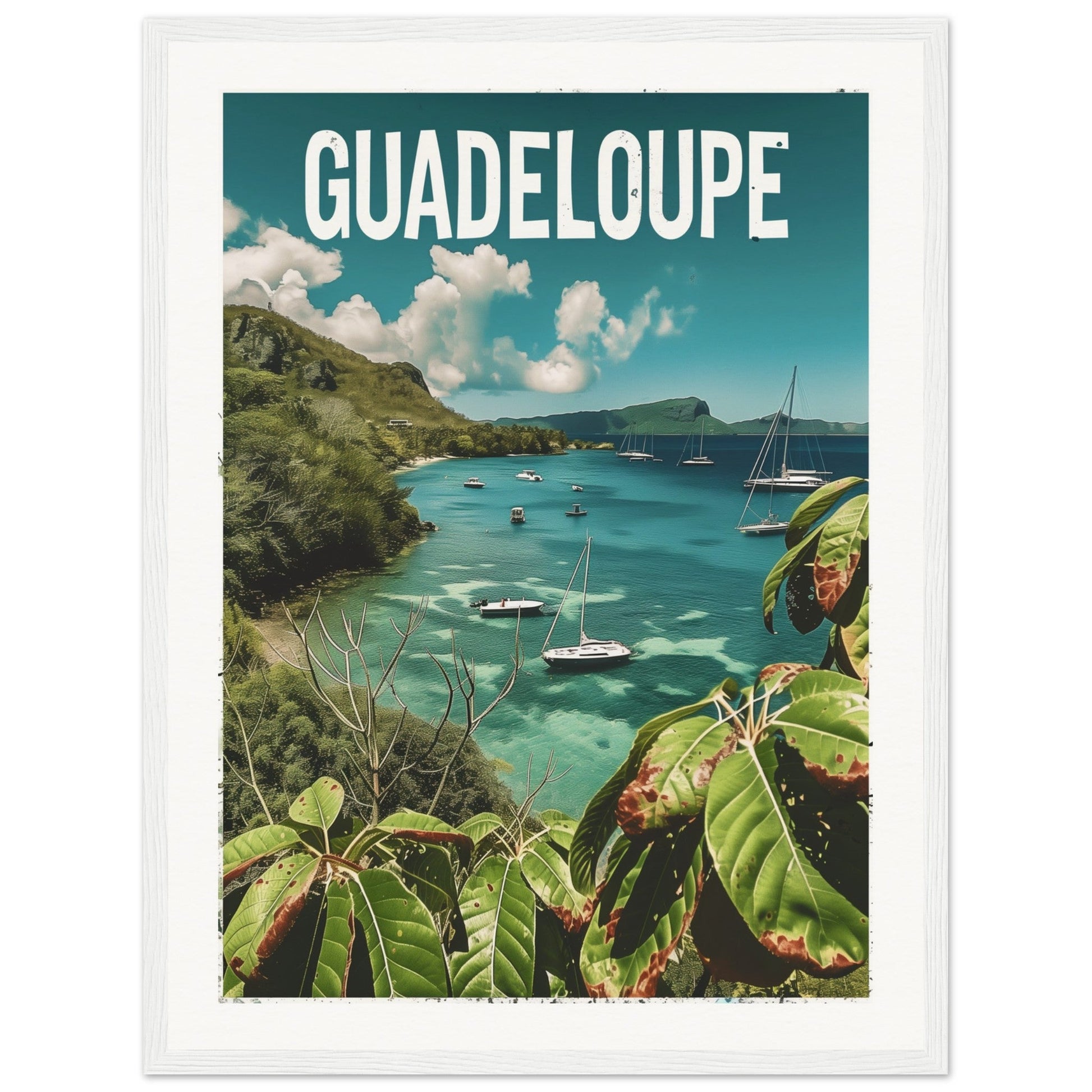 Poster Guadeloupe ( 45x60-cm-Bois-blanc)