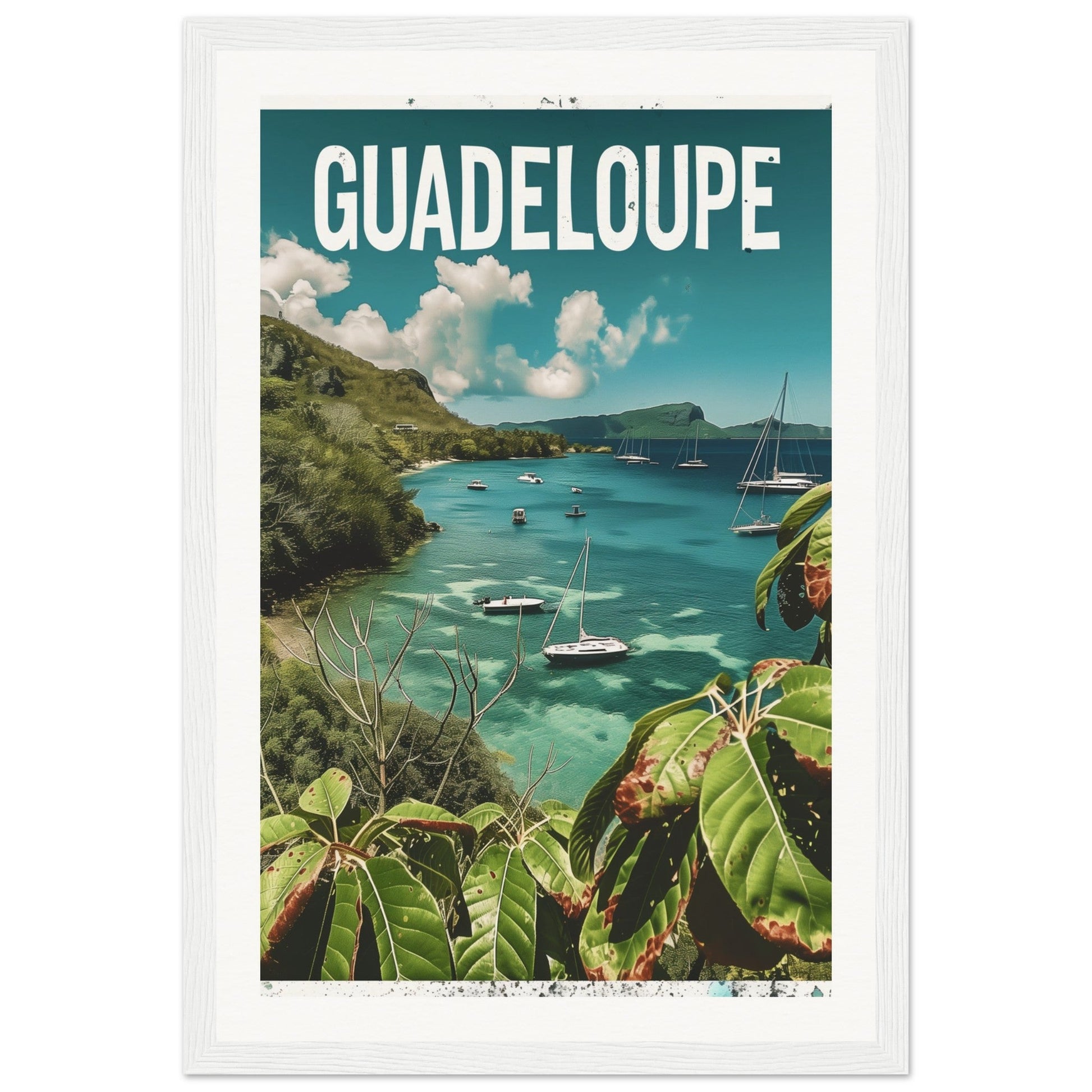 Poster Guadeloupe ( 30x45-cm-Bois-blanc)