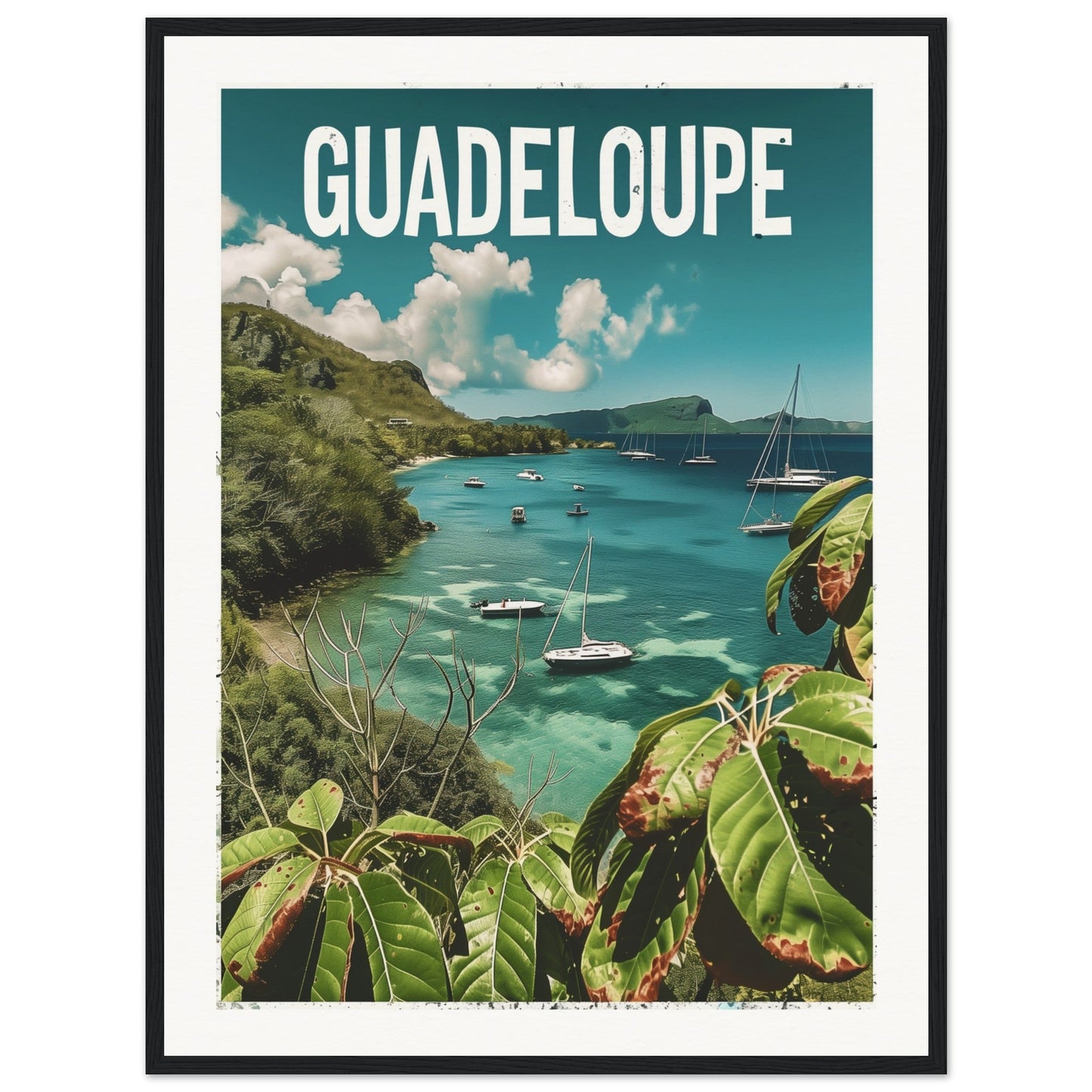 Poster Guadeloupe ( 60x80-cm-Bois-noir)