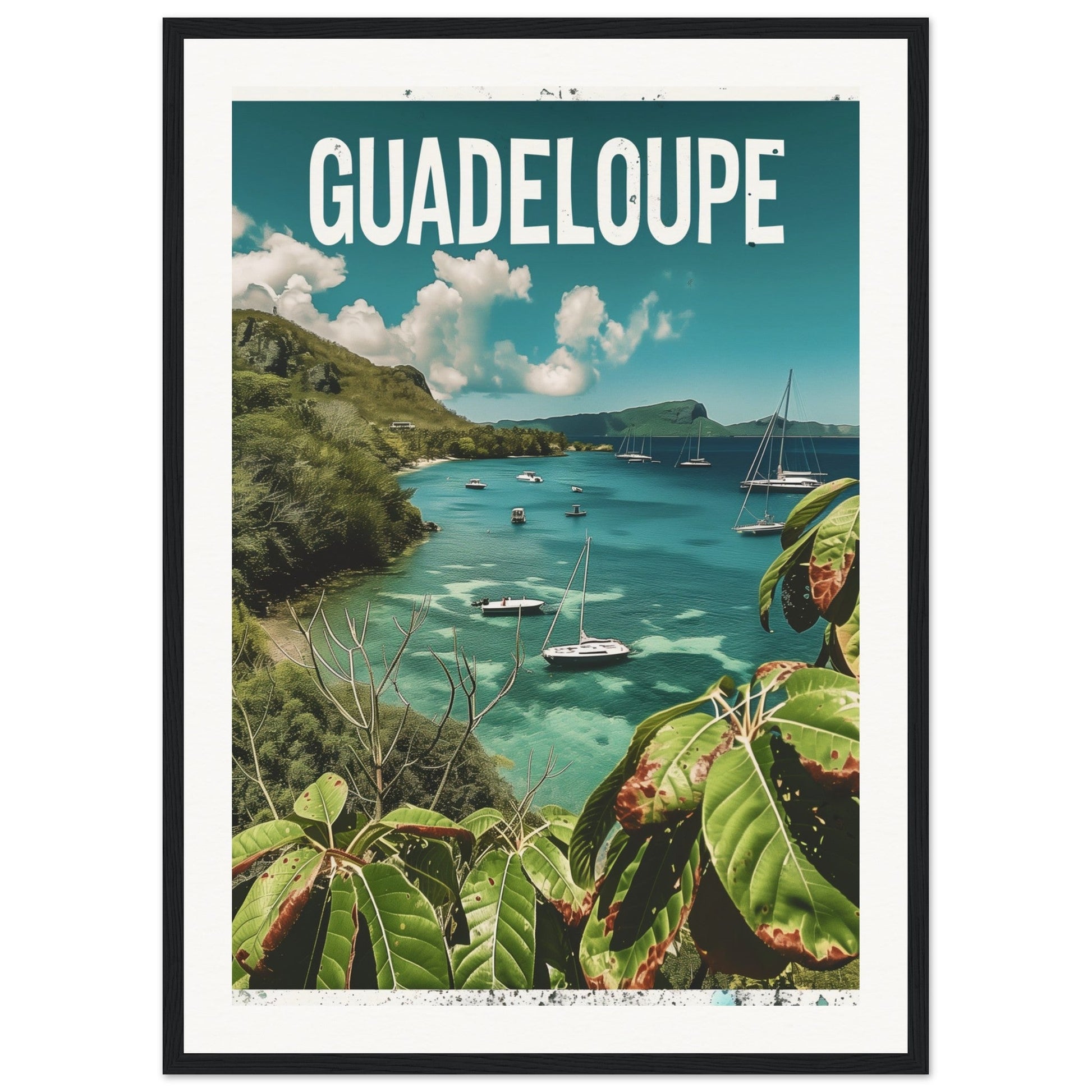 Poster Guadeloupe ( 50x70-cm-Bois-noir)