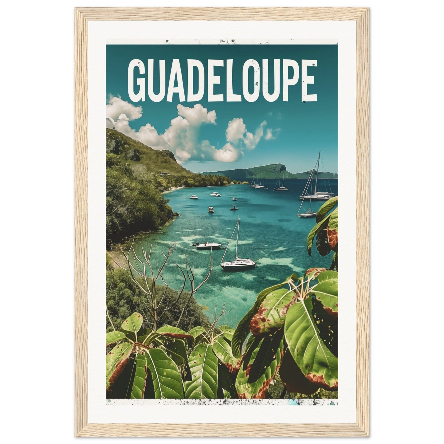 Poster Guadeloupe ( 30x45-cm-Bois-clair)