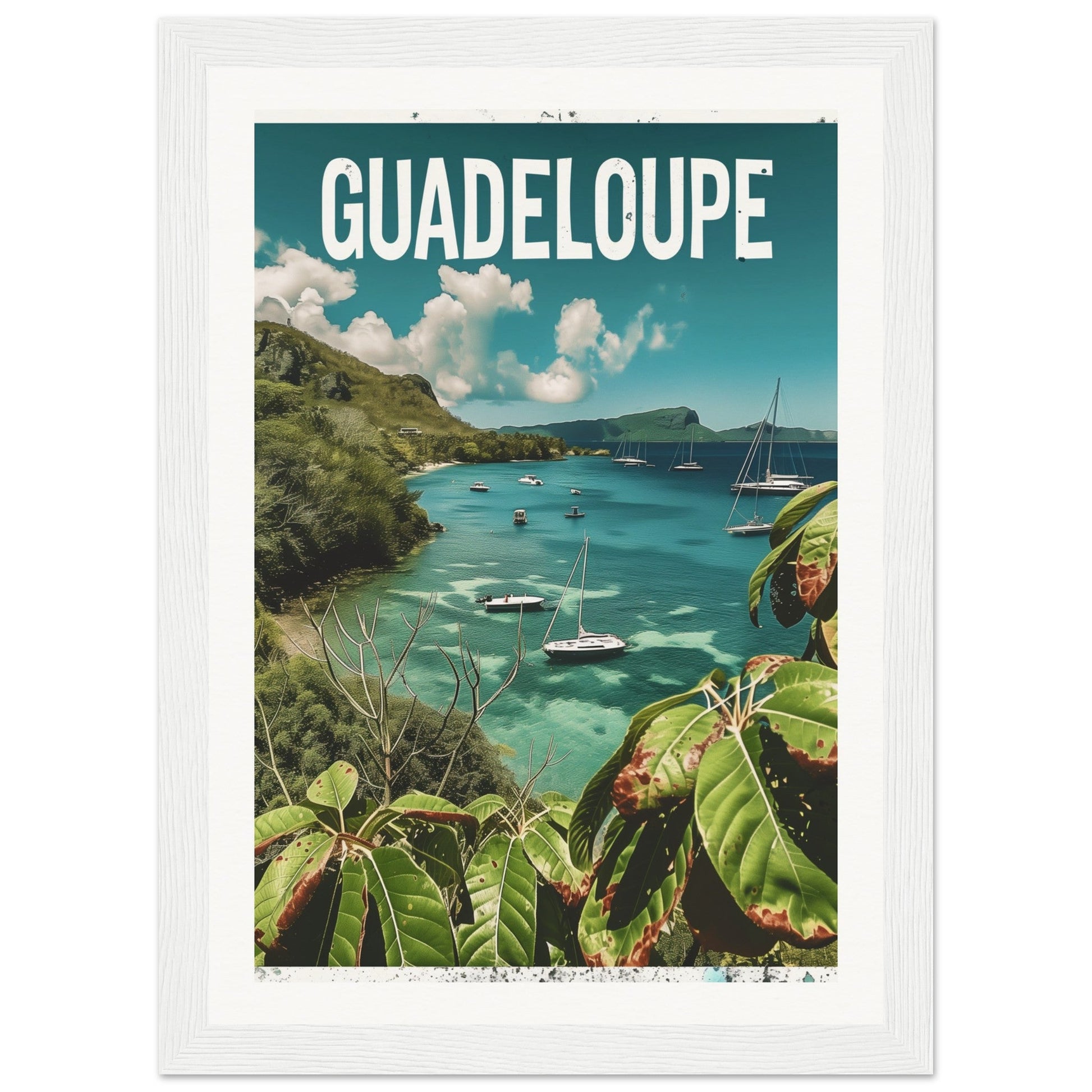 Poster Guadeloupe ( 21x29.7-cm-Bois-blanc)