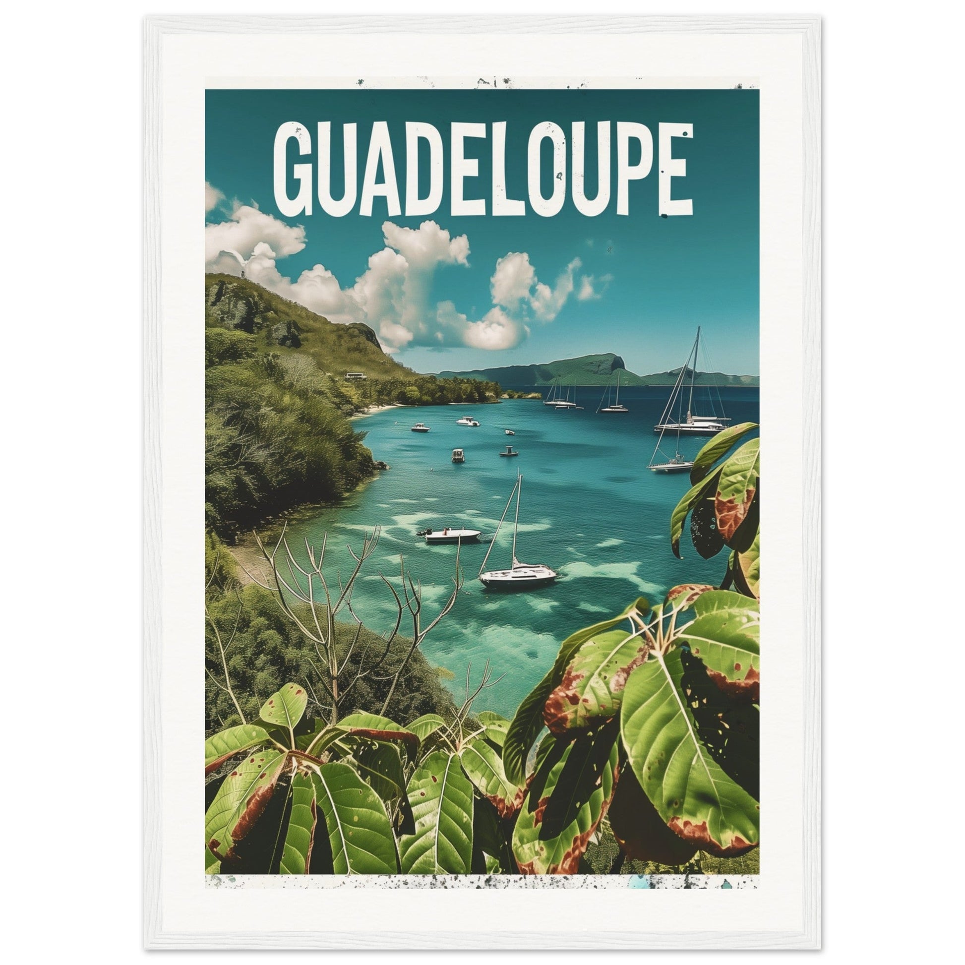 Poster Guadeloupe ( 50x70-cm-Bois-blanc)