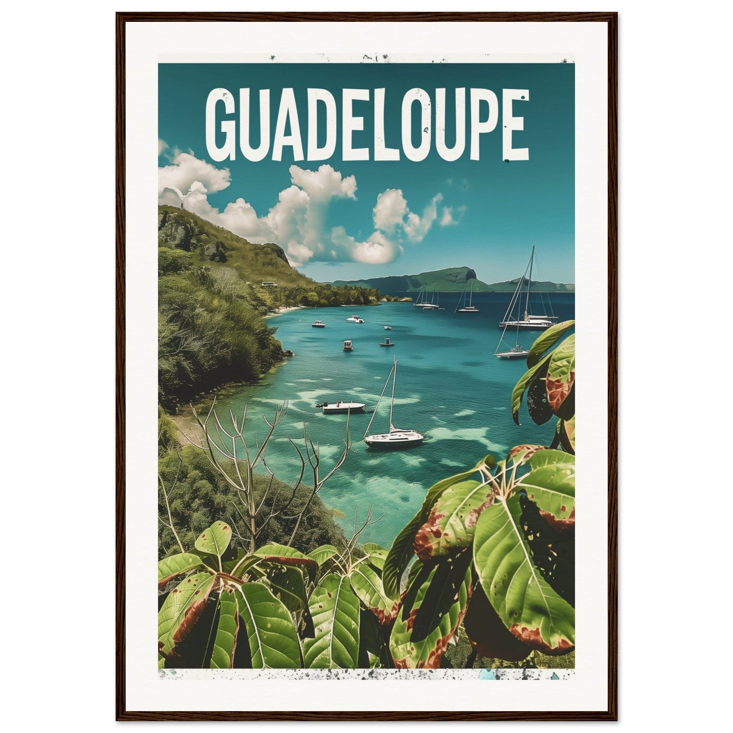 Poster Guadeloupe ( 70x100-cm-Bois-foncé)