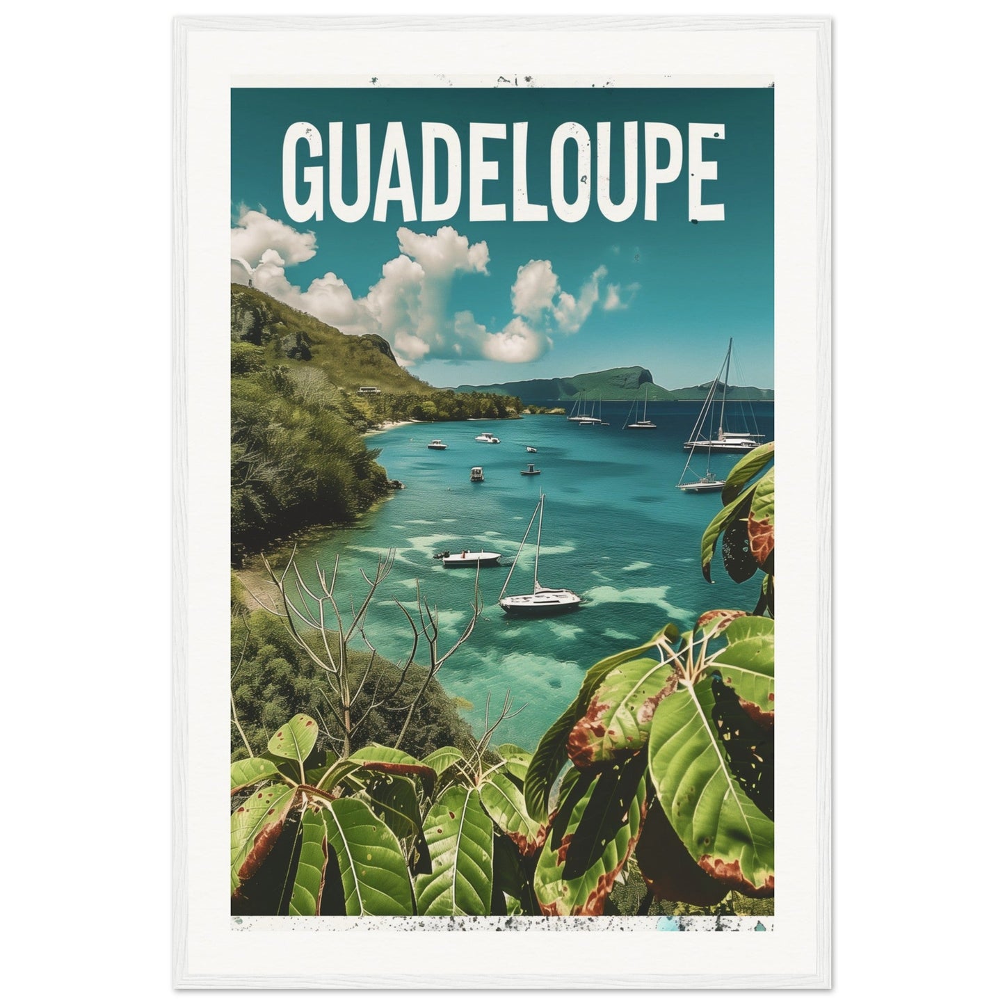 Poster Guadeloupe ( 60x90-cm-Bois-blanc)