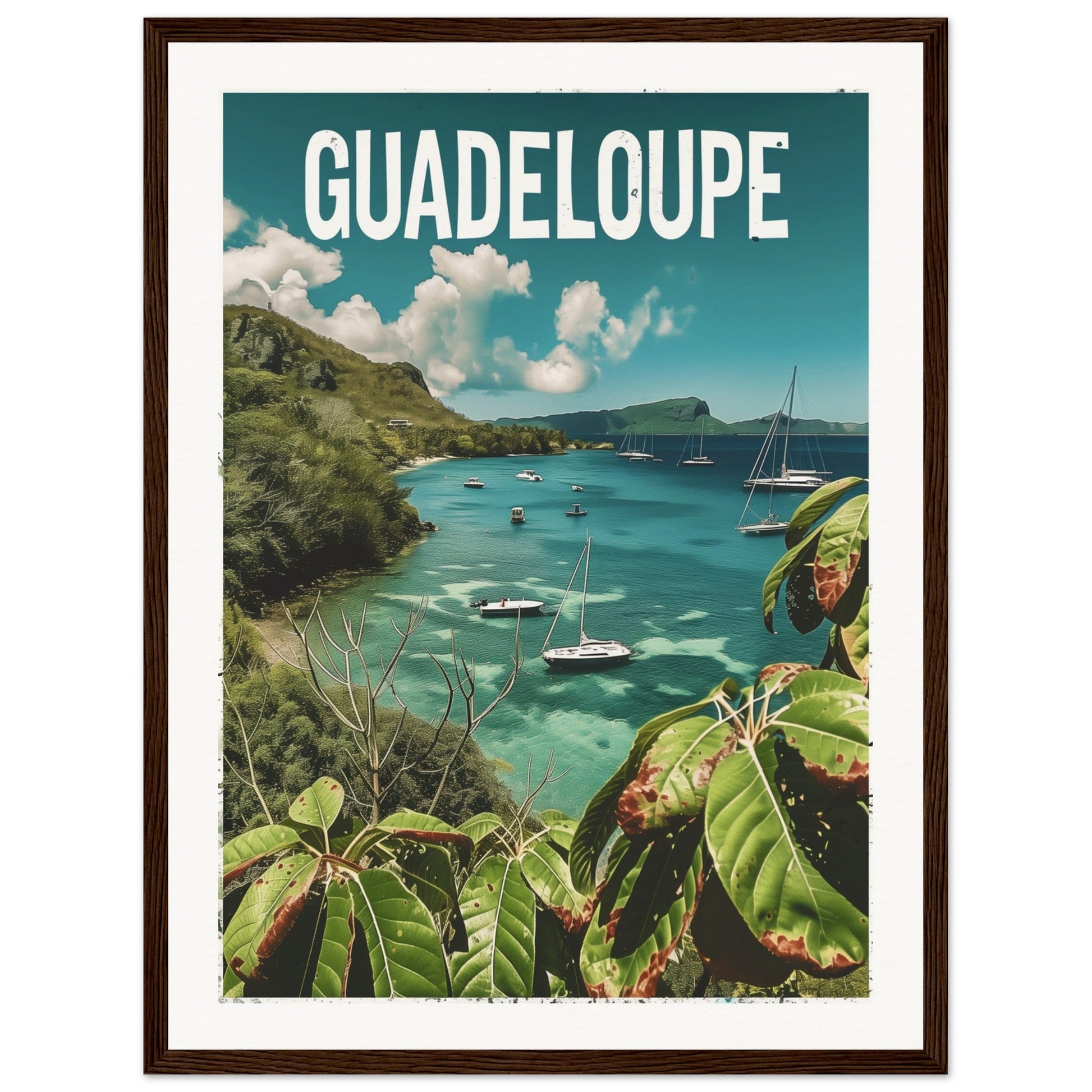 Poster Guadeloupe ( 45x60-cm-Bois-foncé)