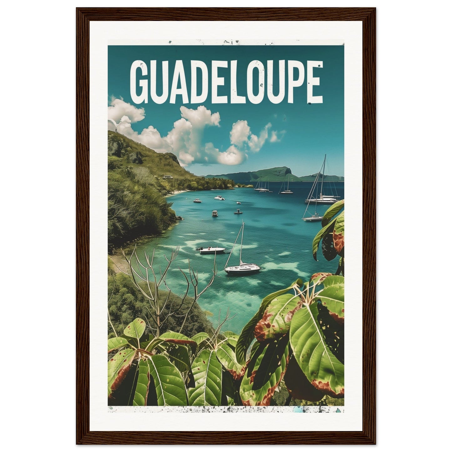 Poster Guadeloupe ( 30x45-cm-Bois-foncé)