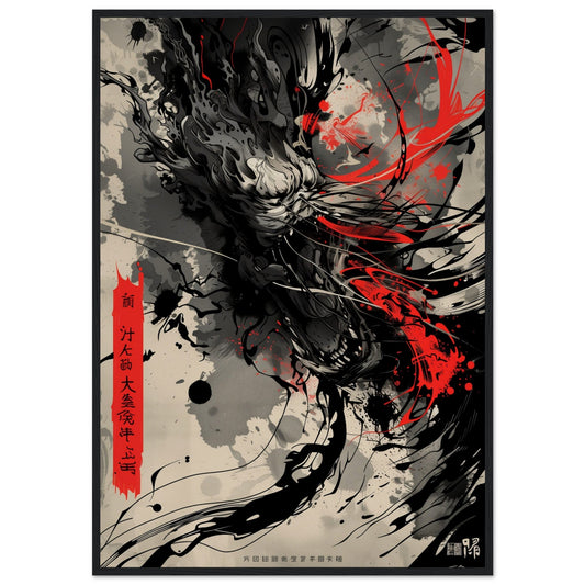 Poster Japonais Ajin ( 70x100-cm-Bois-noir)