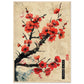 Poster Japonais Cerisier en Fleurs ( 70x100-cm-Bois-clair)