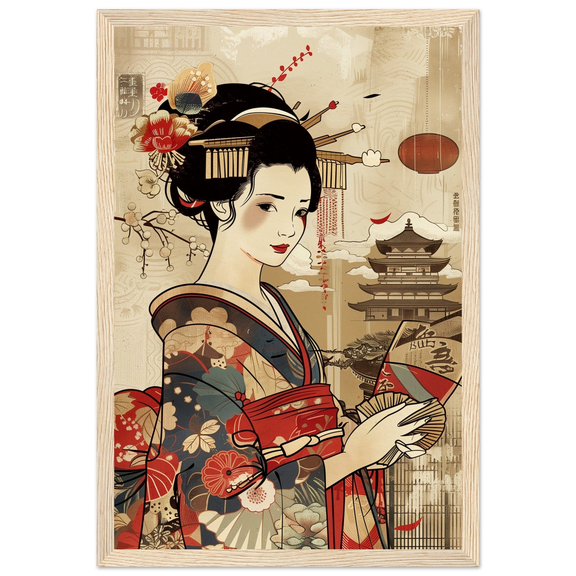 Poster Japonais Culture ( 30x45-cm-Bois-clair)