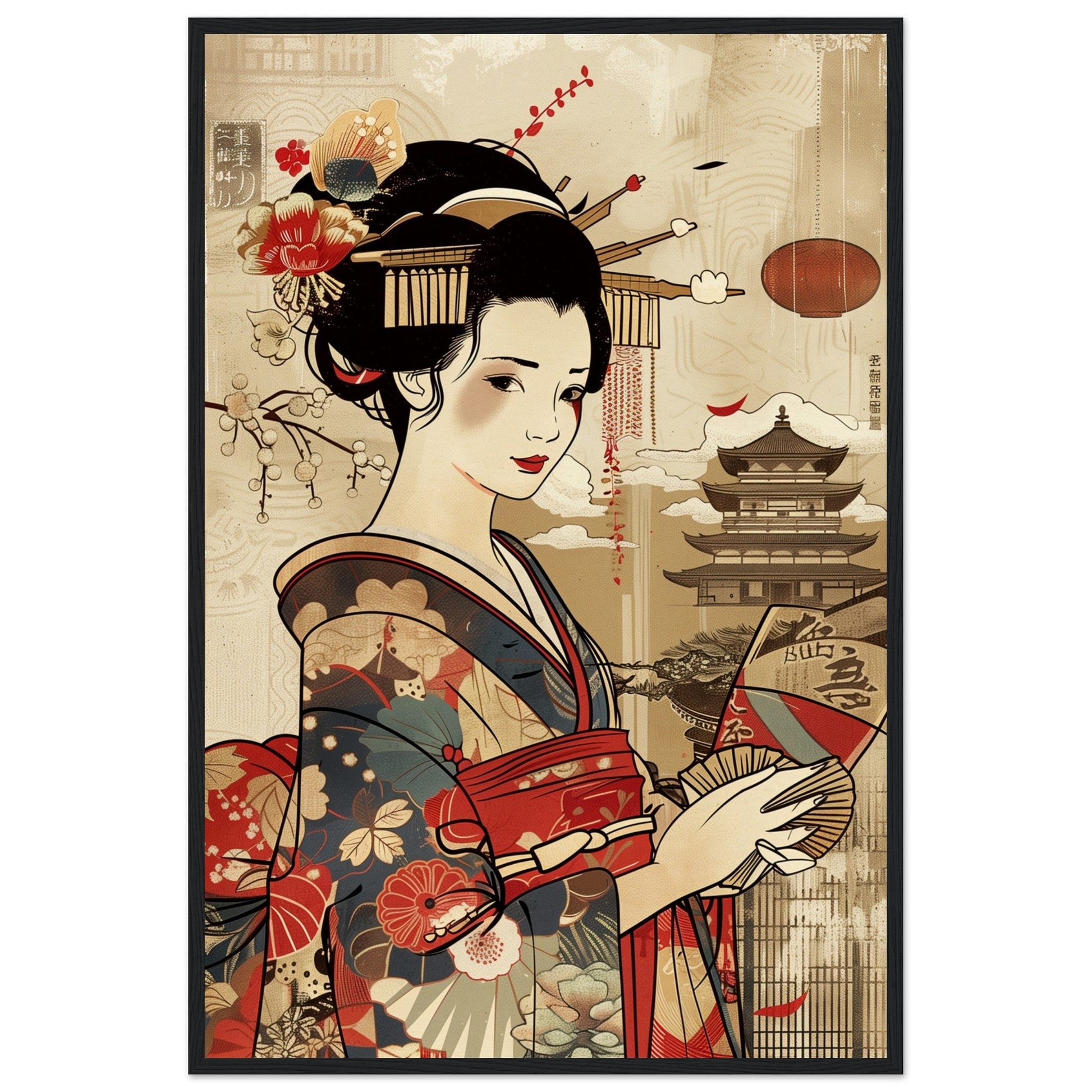 Poster Japonais Culture ( 60x90-cm-Bois-noir)