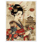 Poster Japonais Culture ( 60x80-cm-Bois-blanc)