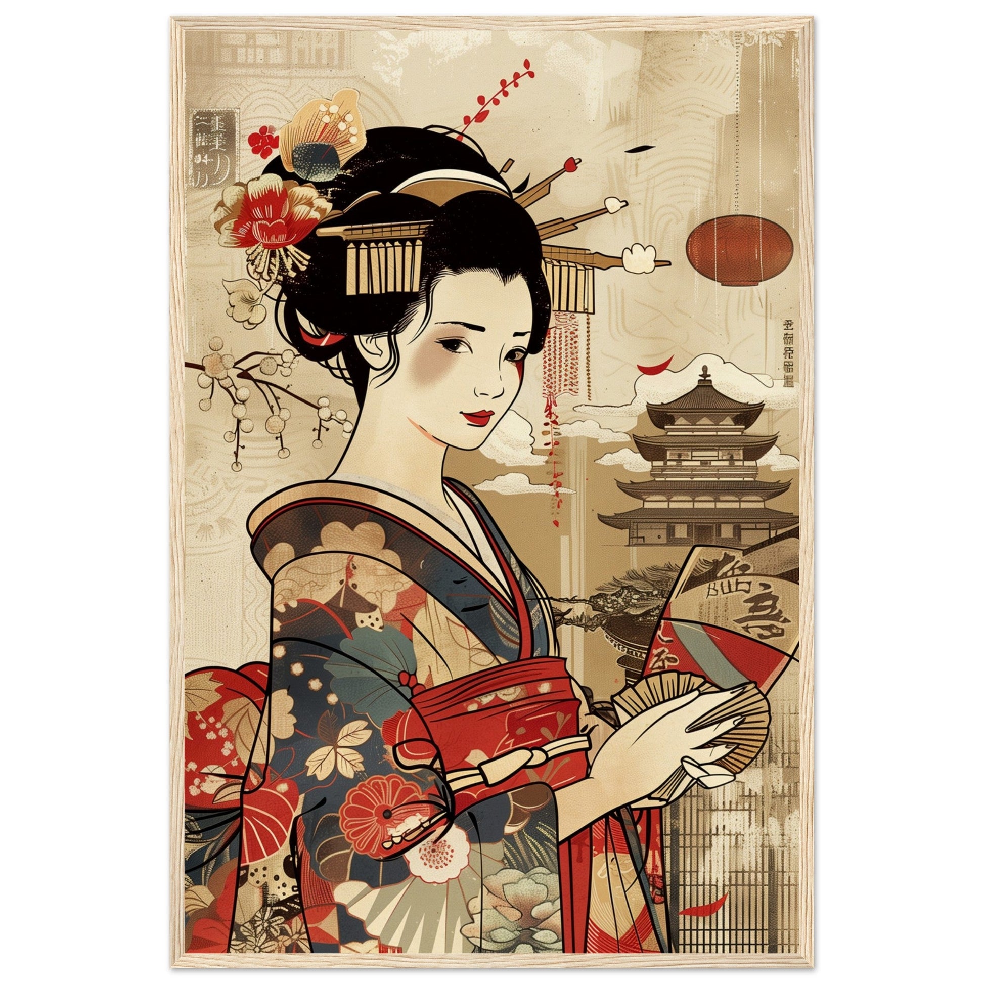 Poster Japonais Culture ( 60x90-cm-Bois-clair)