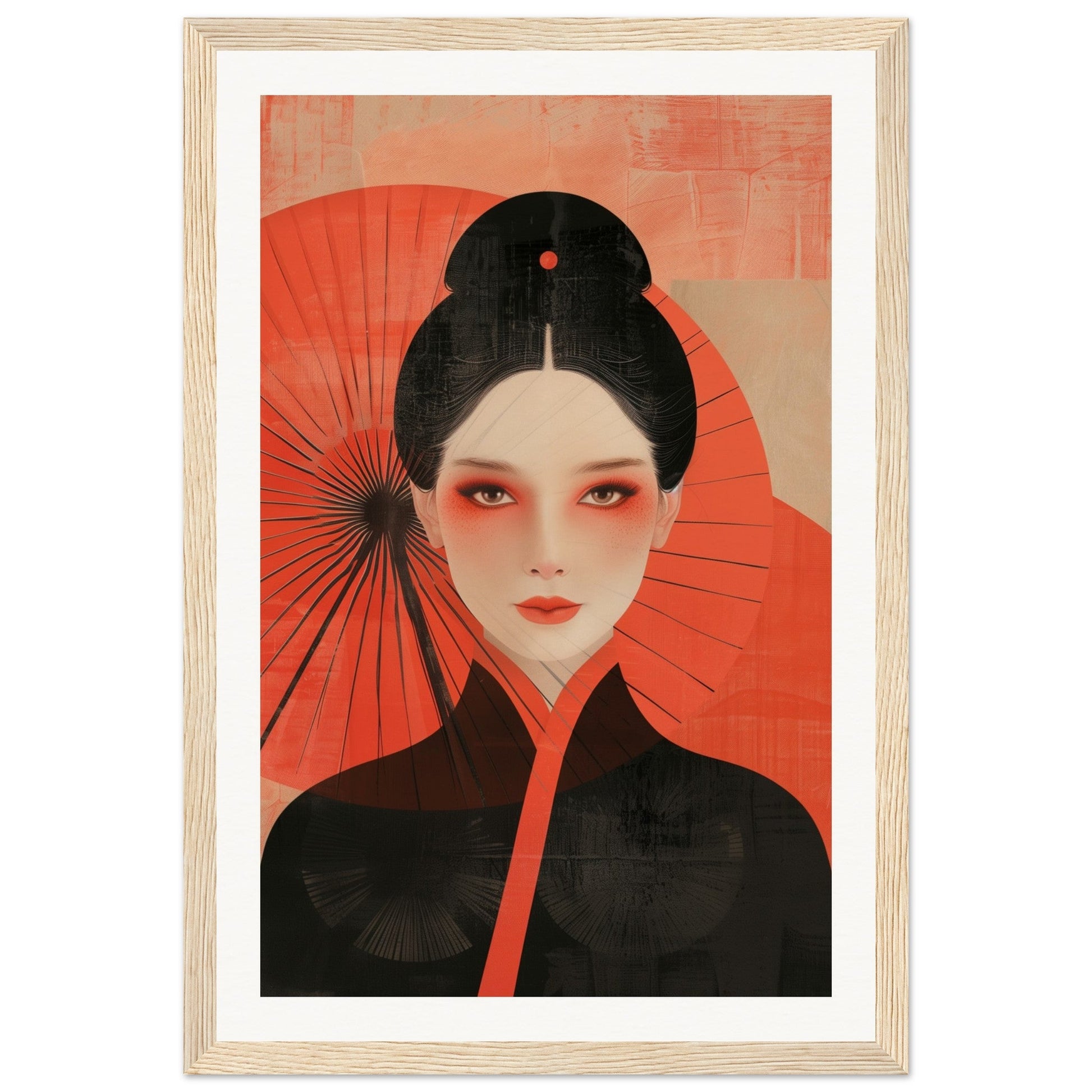 Poster Japonais Portrait ( 30x45-cm-Bois-clair)