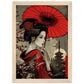 Poster Japonais Rouge ( 21x29.7-cm-Bois-clair)