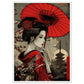 Poster Japonais Rouge ( 50x70-cm-Bois-blanc)