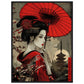 Poster Japonais Rouge ( 60x80-cm-Bois-noir)