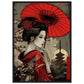 Poster Japonais Rouge ( 50x70-cm-Bois-noir)